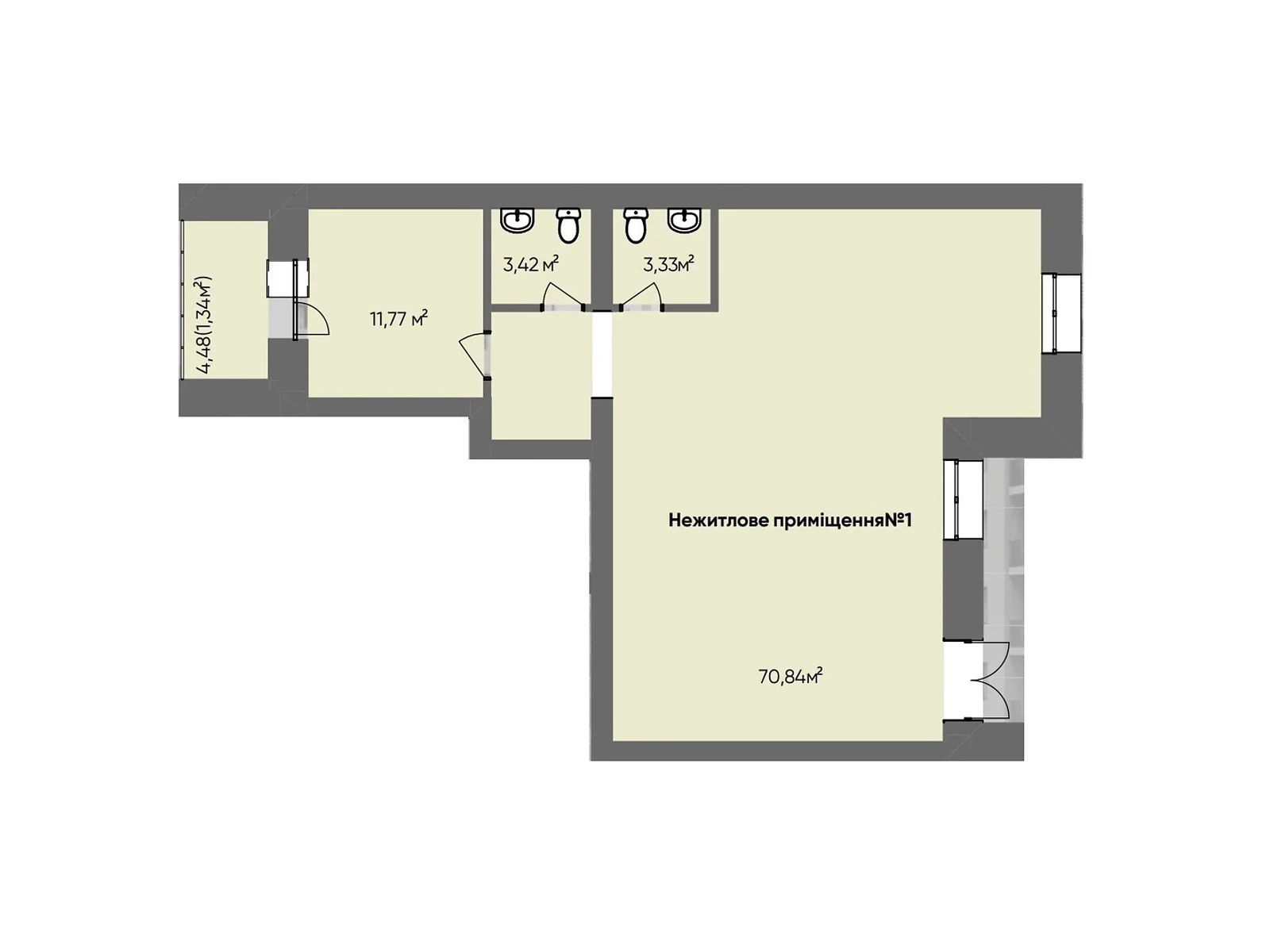 Продается объект сферы услуг 90.7 кв. м в 10-этажном здании, цена: 77095 $ - фото 1