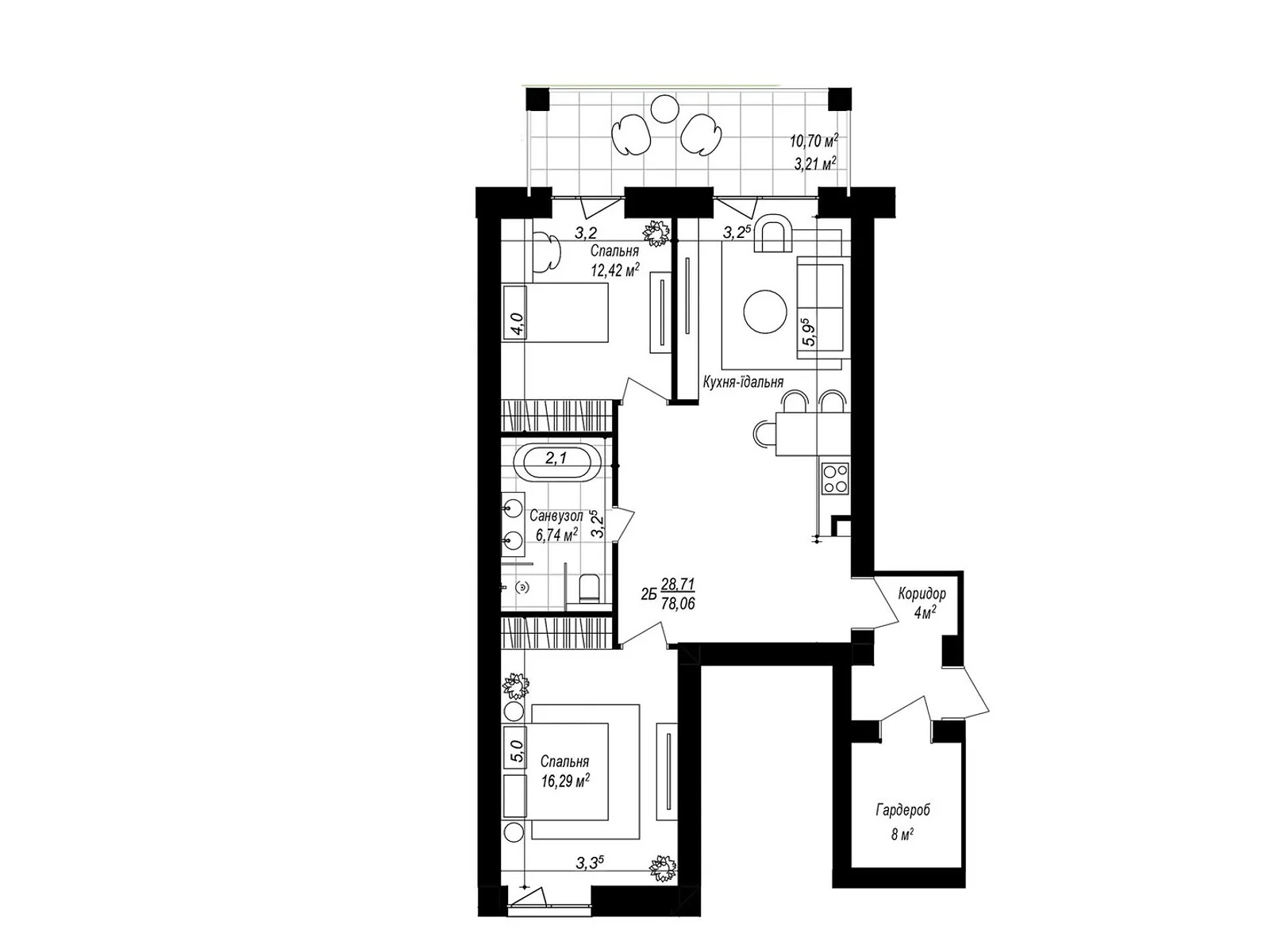 Продается 2-комнатная квартира 81.27 кв. м в Хмельницком, ул. 1-я Отрадная, 1 - фото 1
