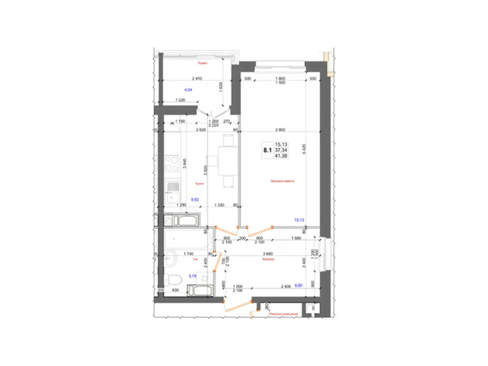 Продається 1-кімнатна квартира 41.38 кв. м у Коцюбинському, вул. Доківська, 14 - фото 1