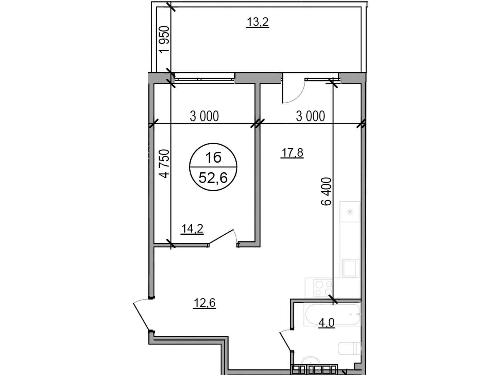 Продается 1-комнатная квартира 52.6 кв. м в Басовке, Кольцевая дор. - фото 1