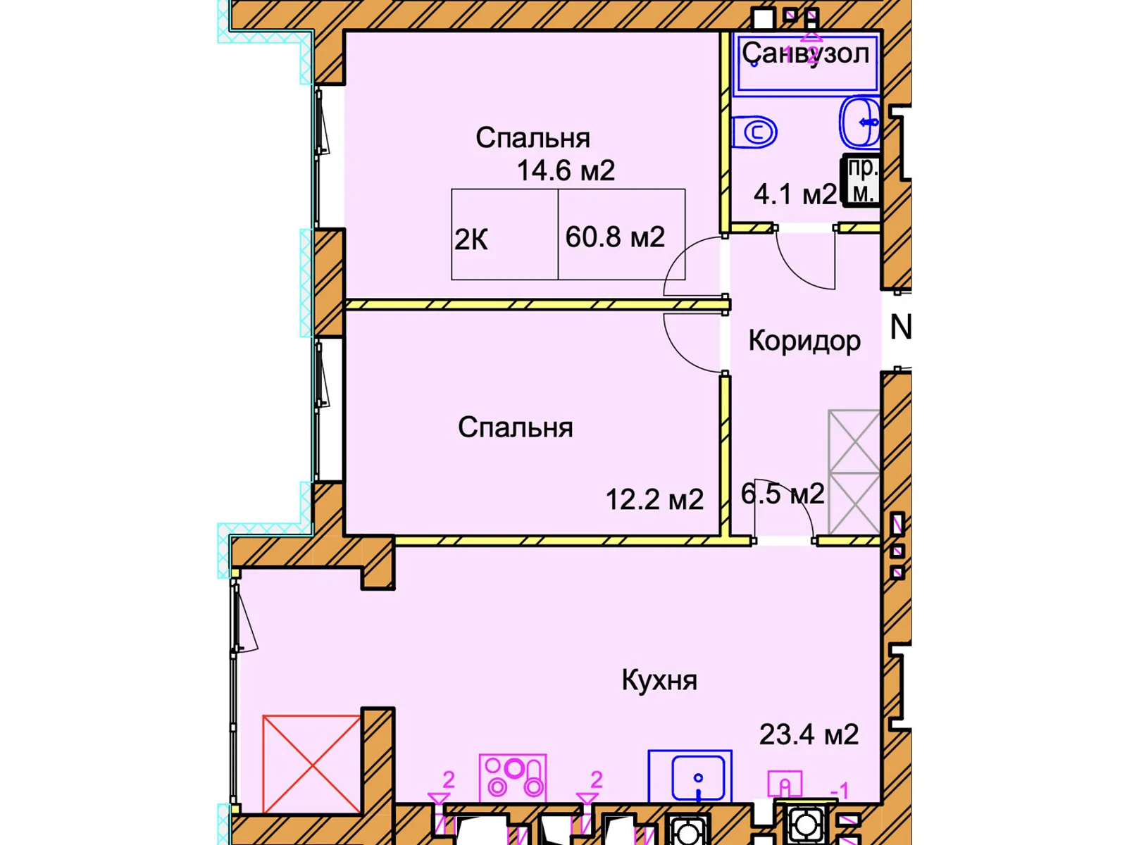 Продается 2-комнатная квартира 60.1 кв. м в Ровно, ул. Черновола Вячеслава, 94Е - фото 1