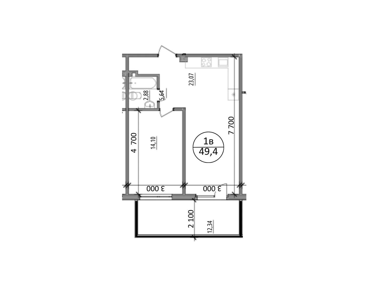 Продається 1-кімнатна квартира 49.4 кв. м у, цена: 43225 $ - фото 1
