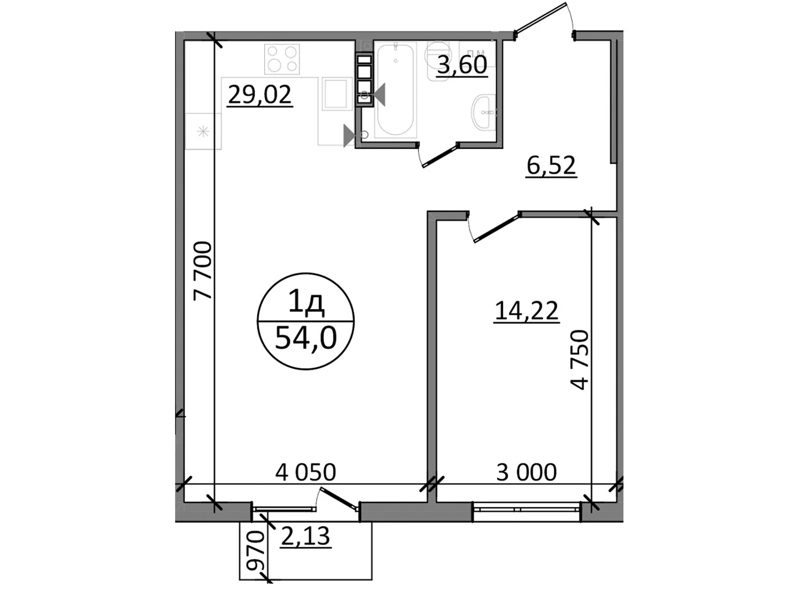 Продается 1-комнатная квартира 54 кв. м в, цена: 44280 $ - фото 1