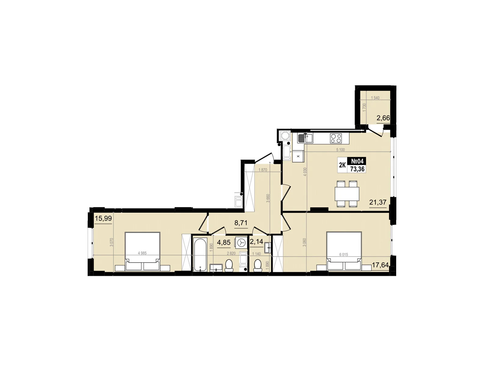 Продается 2-комнатная квартира 73.36 кв. м в Винниках, ул. Лесная - фото 1