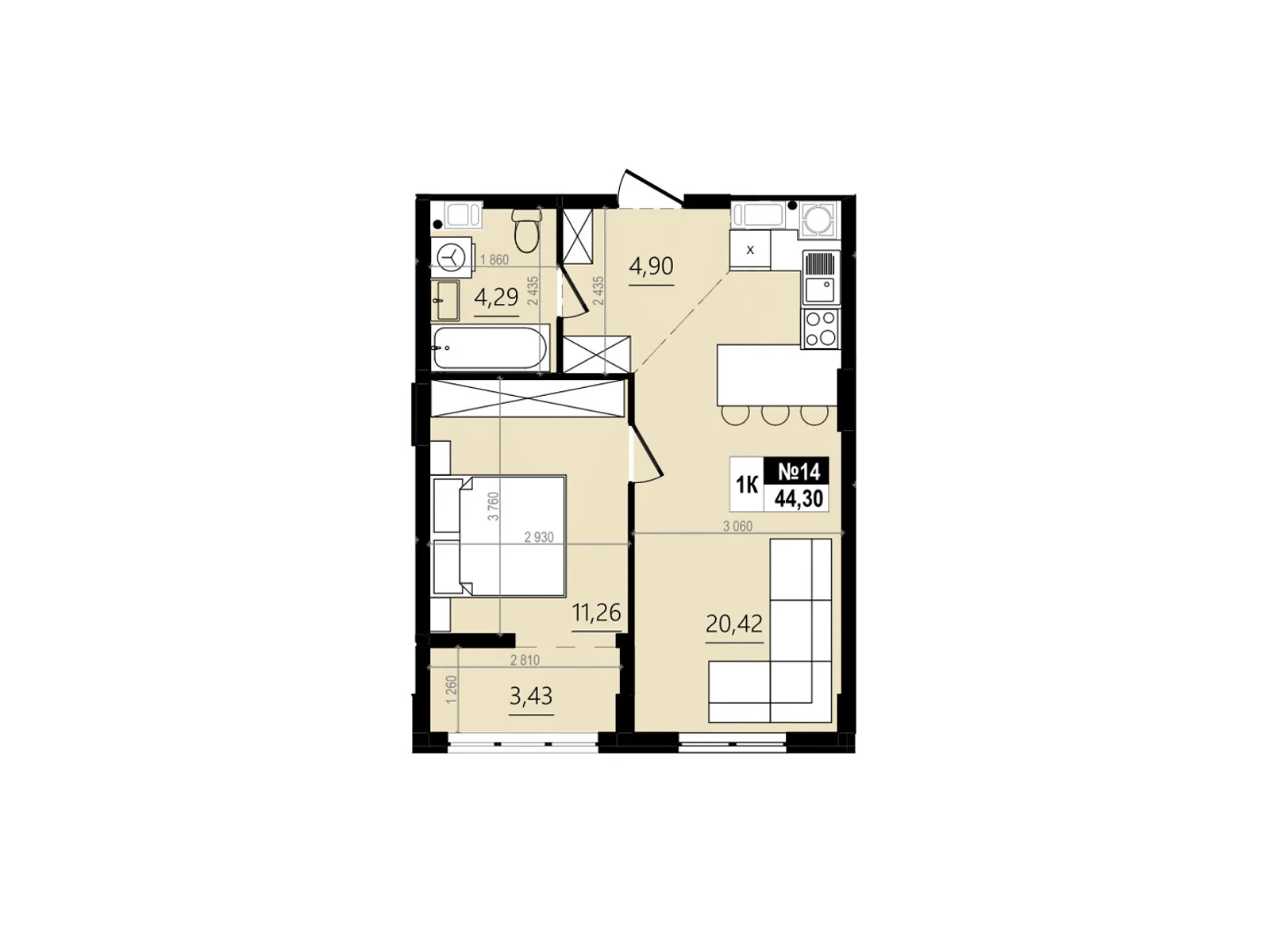 Продається 1-кімнатна квартира 44.3 кв. м у Винниках, вул. Лісна, 27Г - фото 1