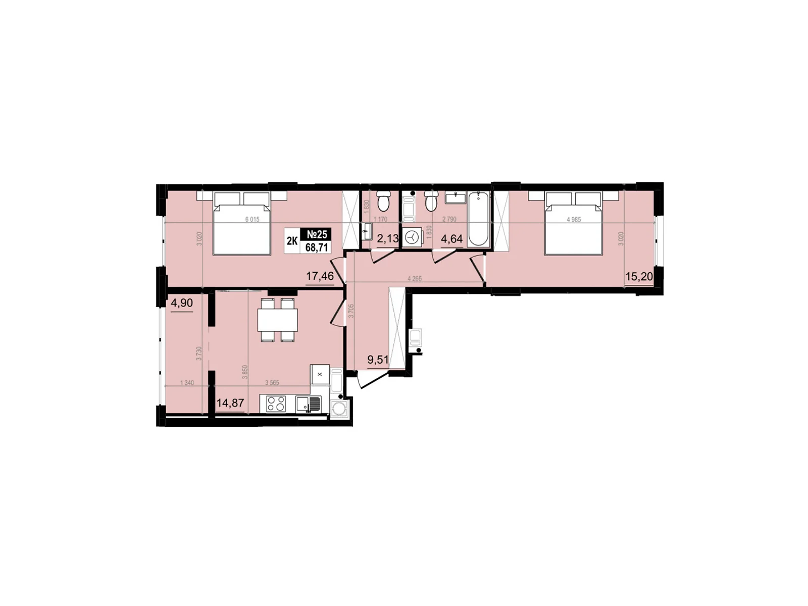 Продается 2-комнатная квартира 68.71 кв. м в Винниках, ул. Лесная - фото 1