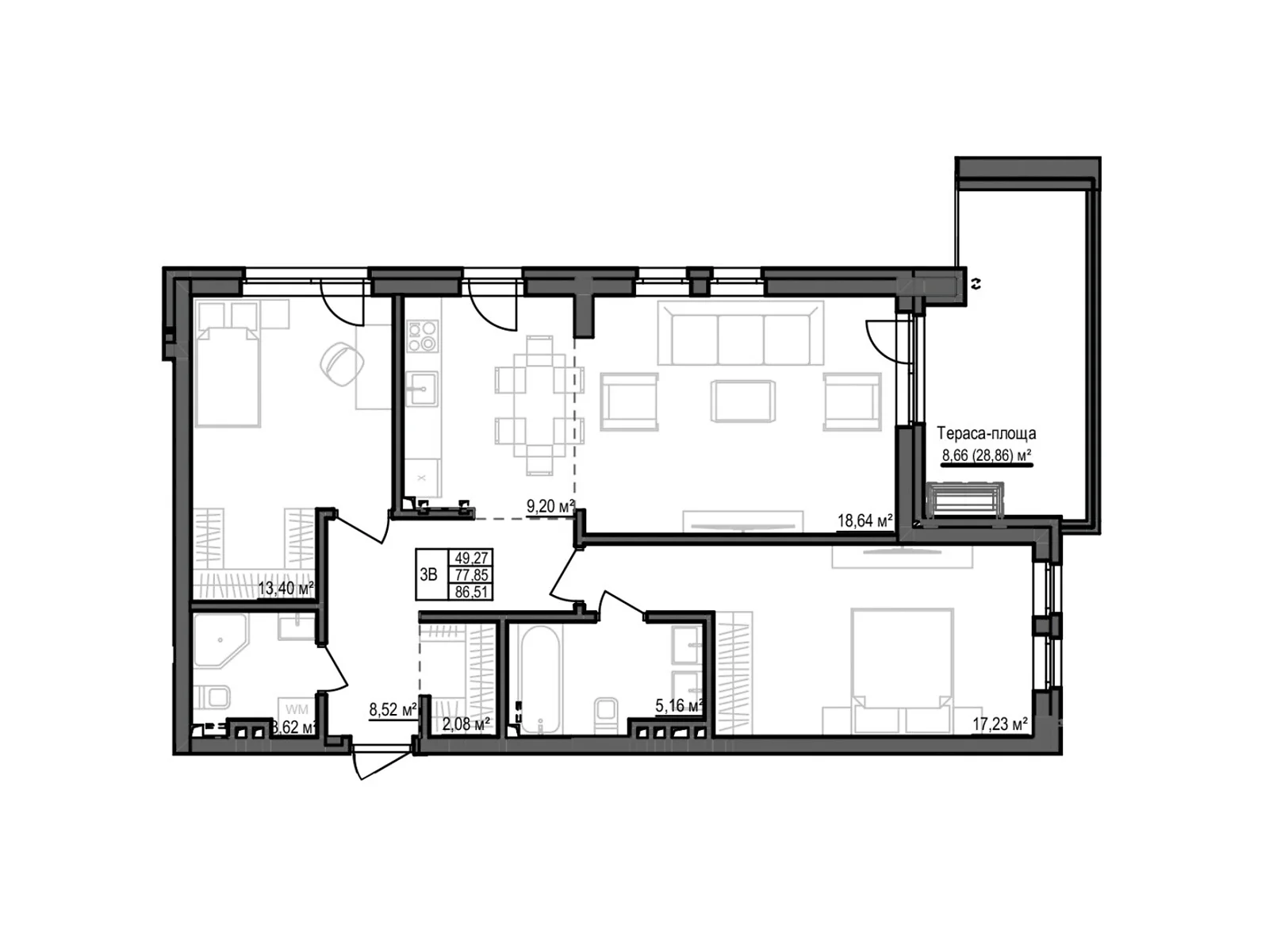 Продается 3-комнатная квартира 86.51 кв. м в Кропивницком, ул. Яновского - фото 1