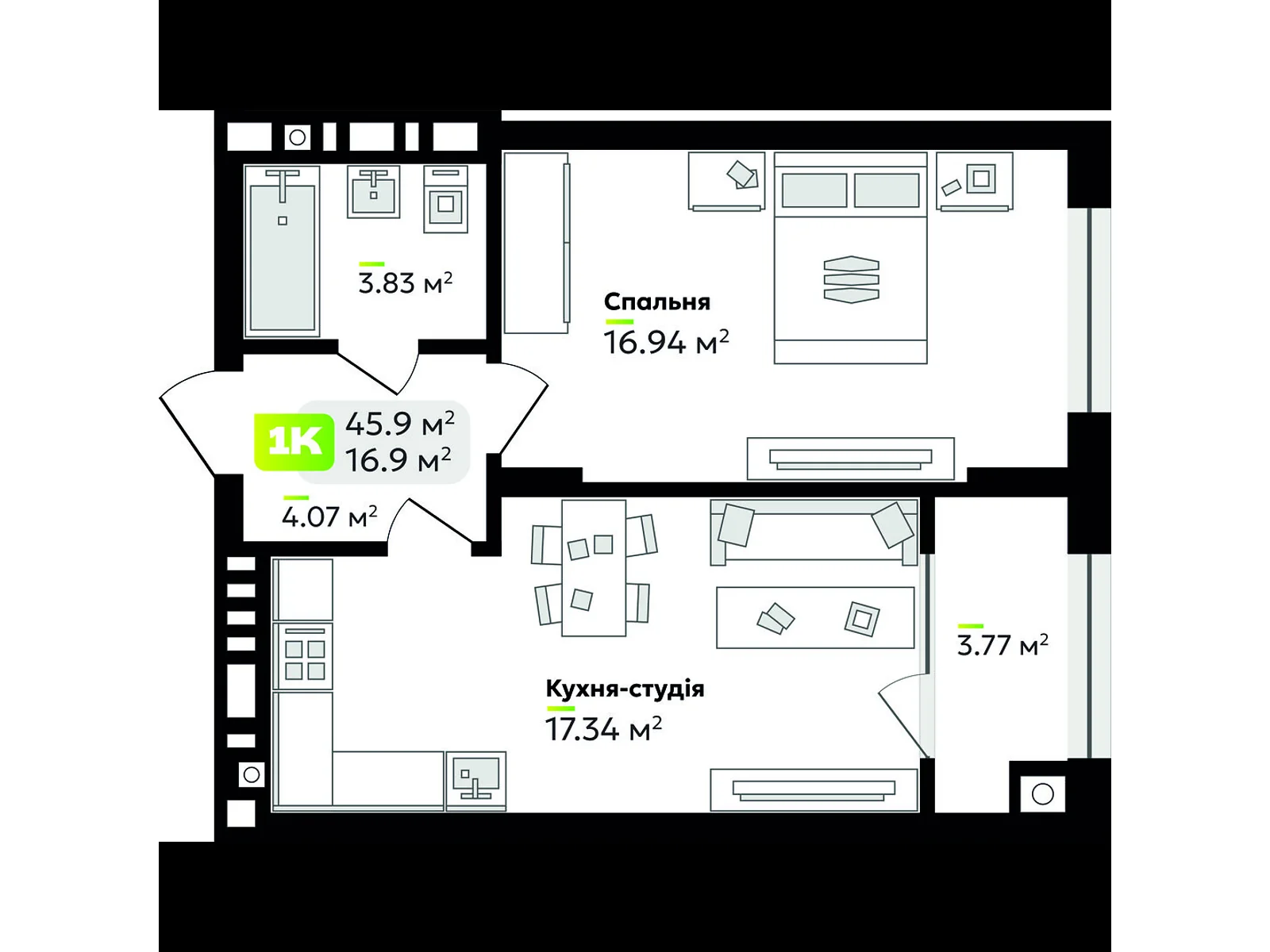 Продається 1-кімнатна квартира 46 кв. м у Львові, вул. Угорська, 12 - фото 1
