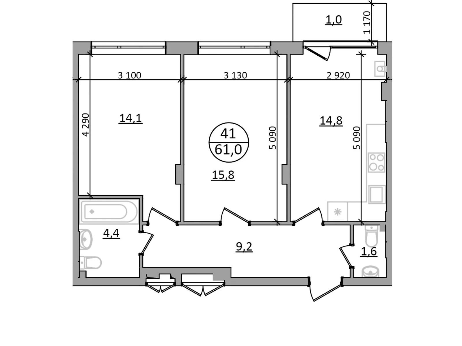 Продается 2-комнатная квартира 61 кв. м в Брюховичах, ул. Львовская, 92 - фото 1