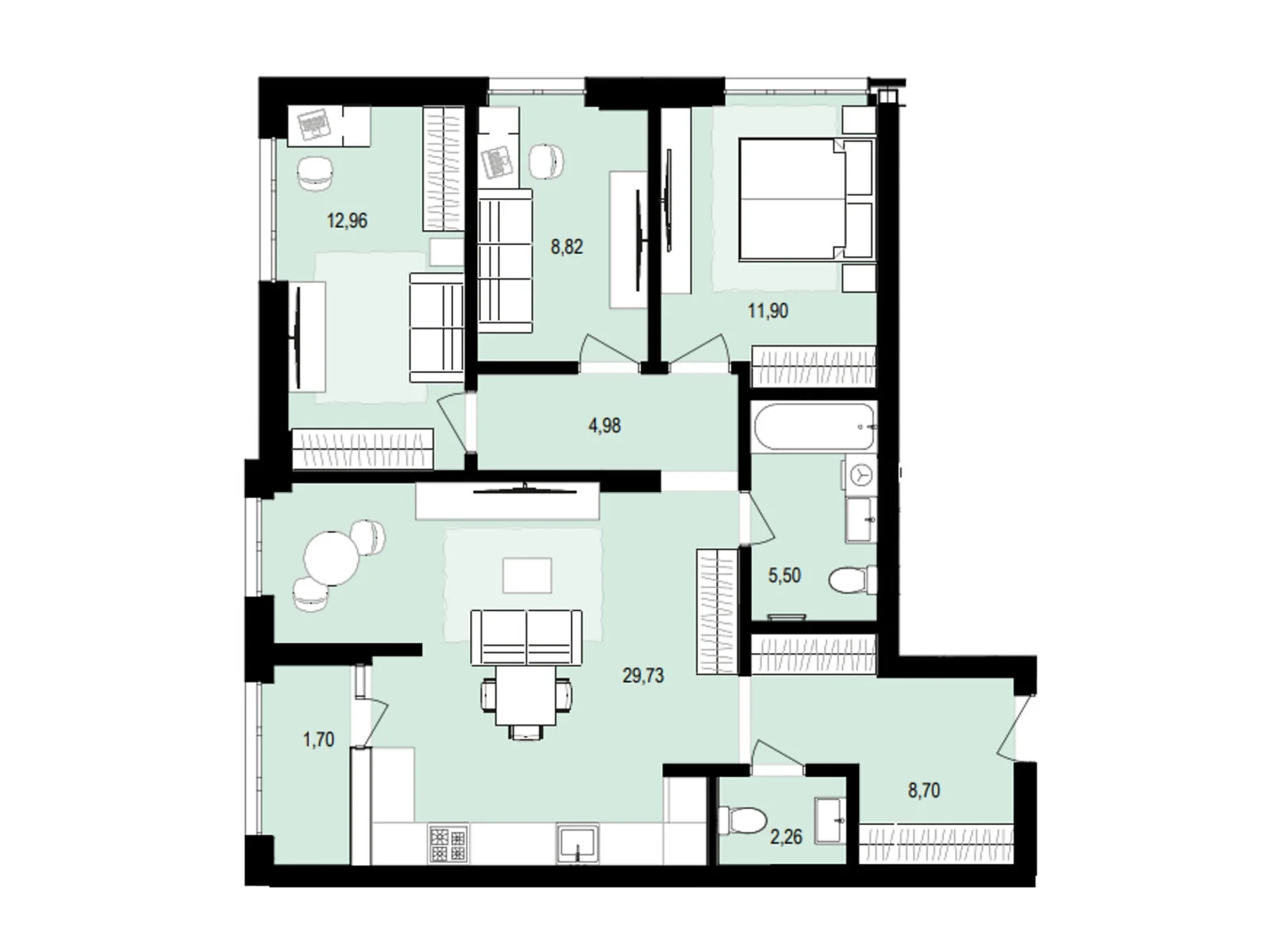 Продается 3-комнатная квартира 86.76 кв. м в Струмовке, ул. Парковая, 72 - фото 1