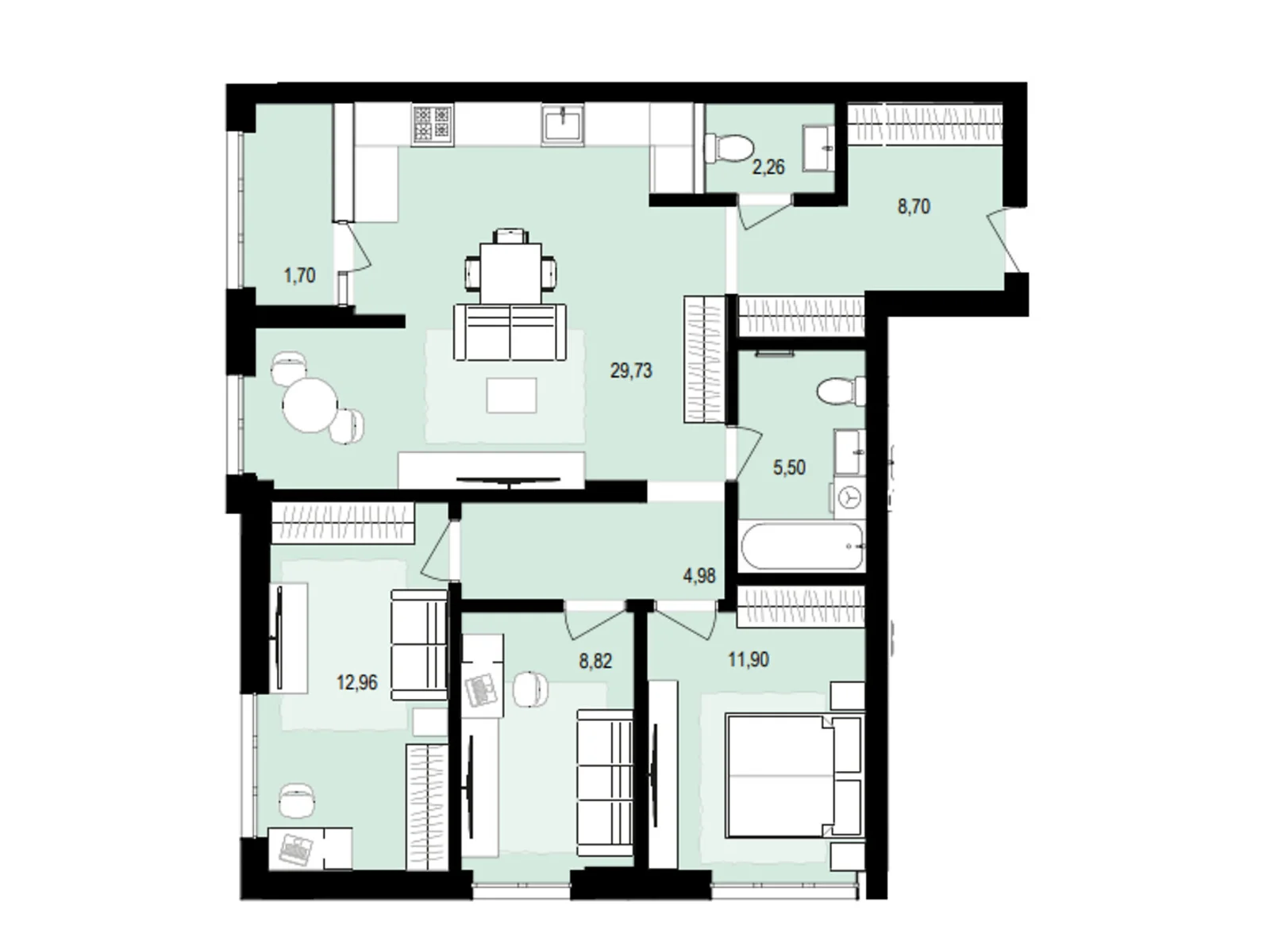 Продается 3-комнатная квартира 86.55 кв. м в Струмовке, ул. Парковая, 72 - фото 1