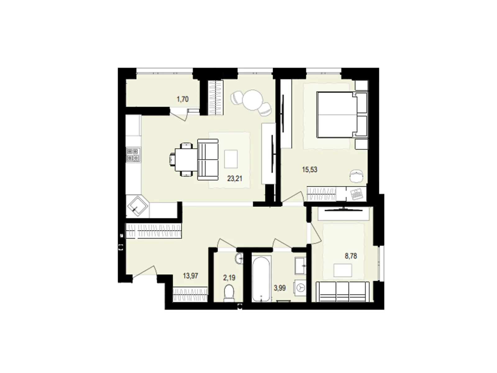 Продается 2-комнатная квартира 69 кв. м в Струмовке, ул. Парковая, 72 - фото 1