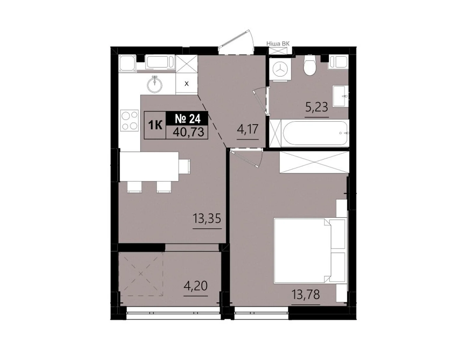 Продается 1-комнатная квартира 40.41 кв. м в Солонке, ул. Стрыйская, 1М - фото 1