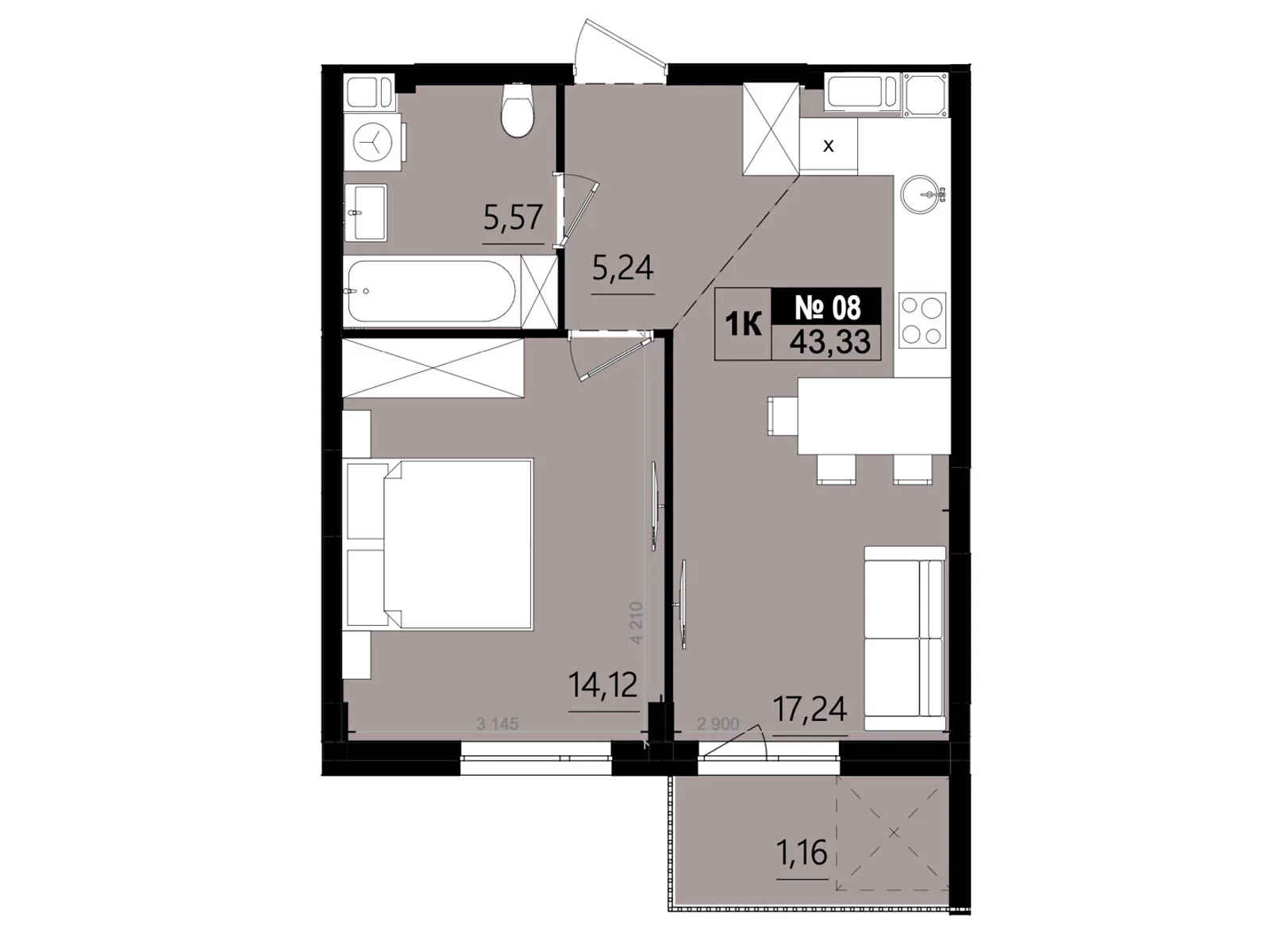 Продается 1-комнатная квартира 43.33 кв. м в Солонке, ул. Стрыйская, 1М - фото 1