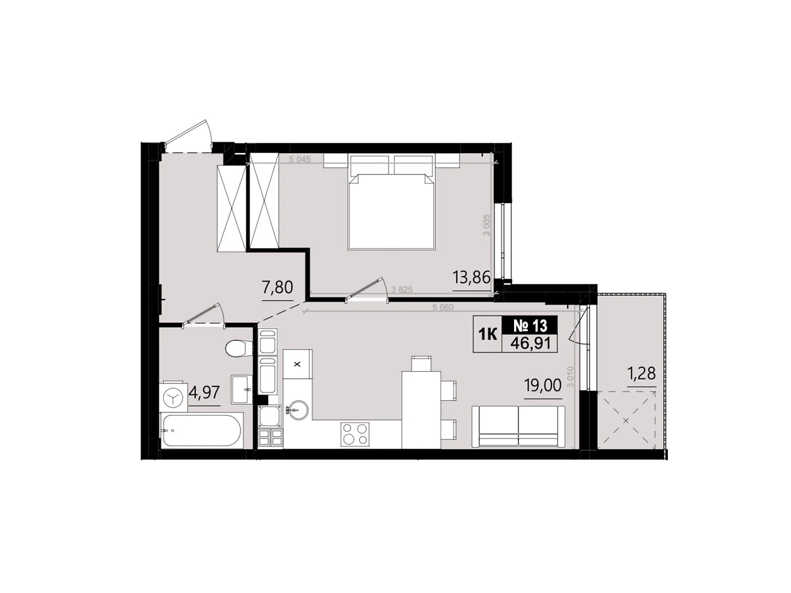 Продается 1-комнатная квартира 46.91 кв. м в Солонке, ул. Стрыйская, 1М - фото 1