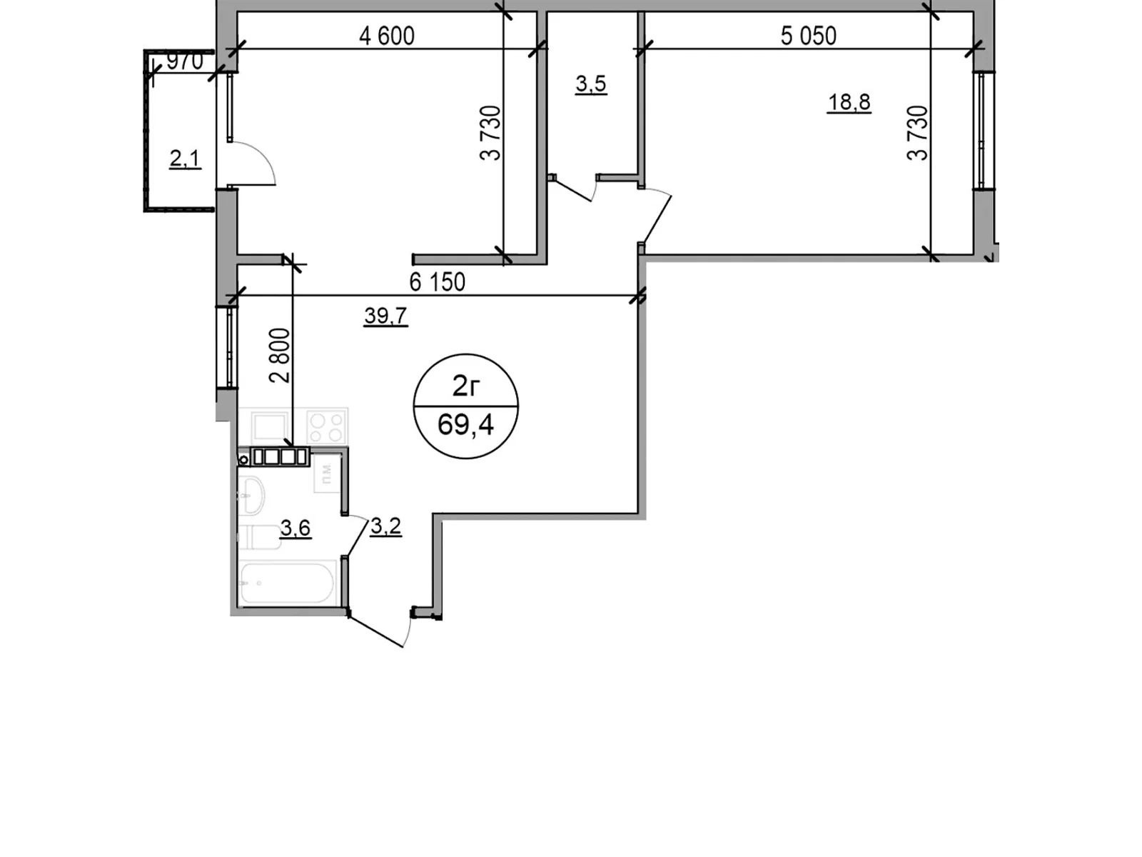 Продается 2-комнатная квартира 69.4 кв. м в Басовке, Кольцевая дор. - фото 1