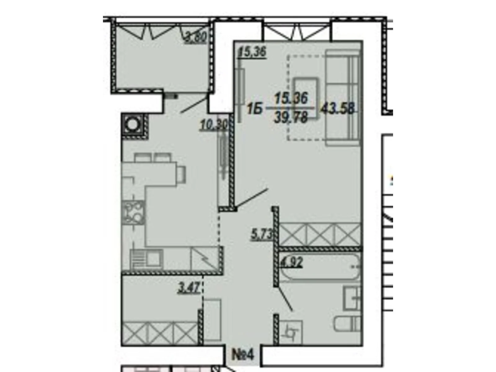 1-комнатная квартира 41.2 кв. м в Тернополе, ул. Текстильная, 21 - фото 1