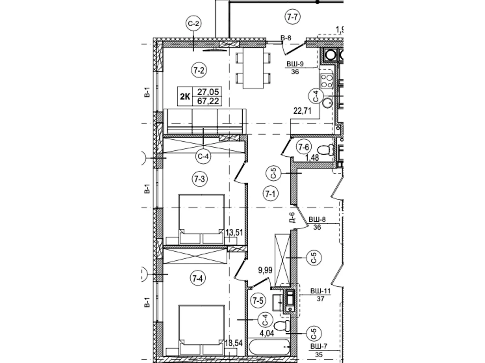 Продается 2-комнатная квартира 67.1 кв. м в Львове, ул. Зеленая, 115 - фото 1