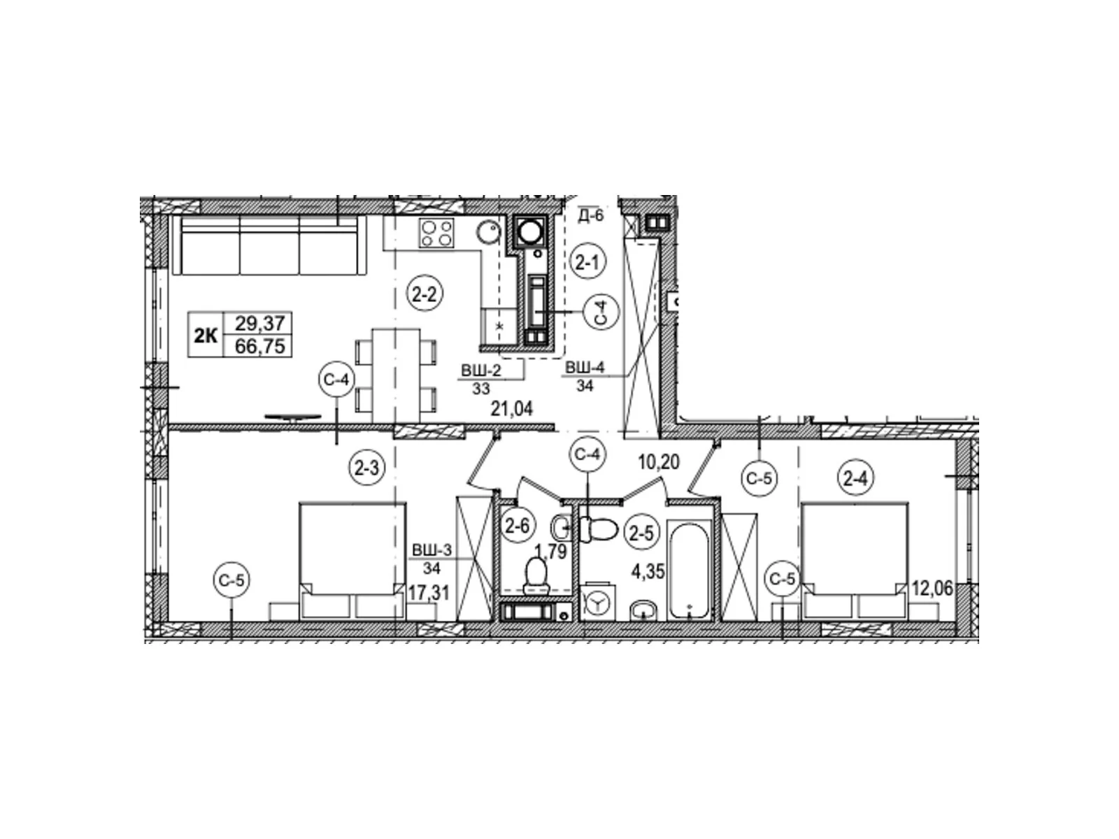 Продается 2-комнатная квартира 65.1 кв. м в Львове, ул. Зеленая, 115 - фото 1