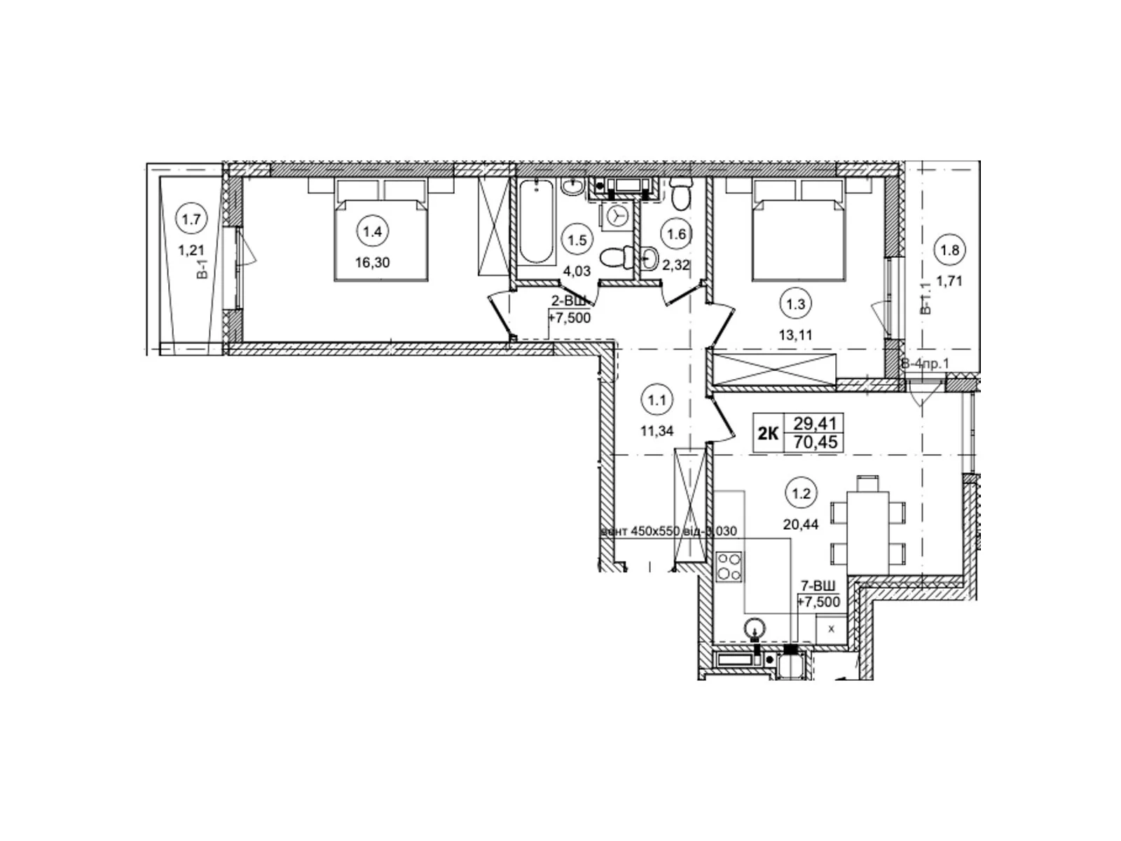Продается 2-комнатная квартира 70.4 кв. м в Львове, ул. Зеленая, 115 - фото 1