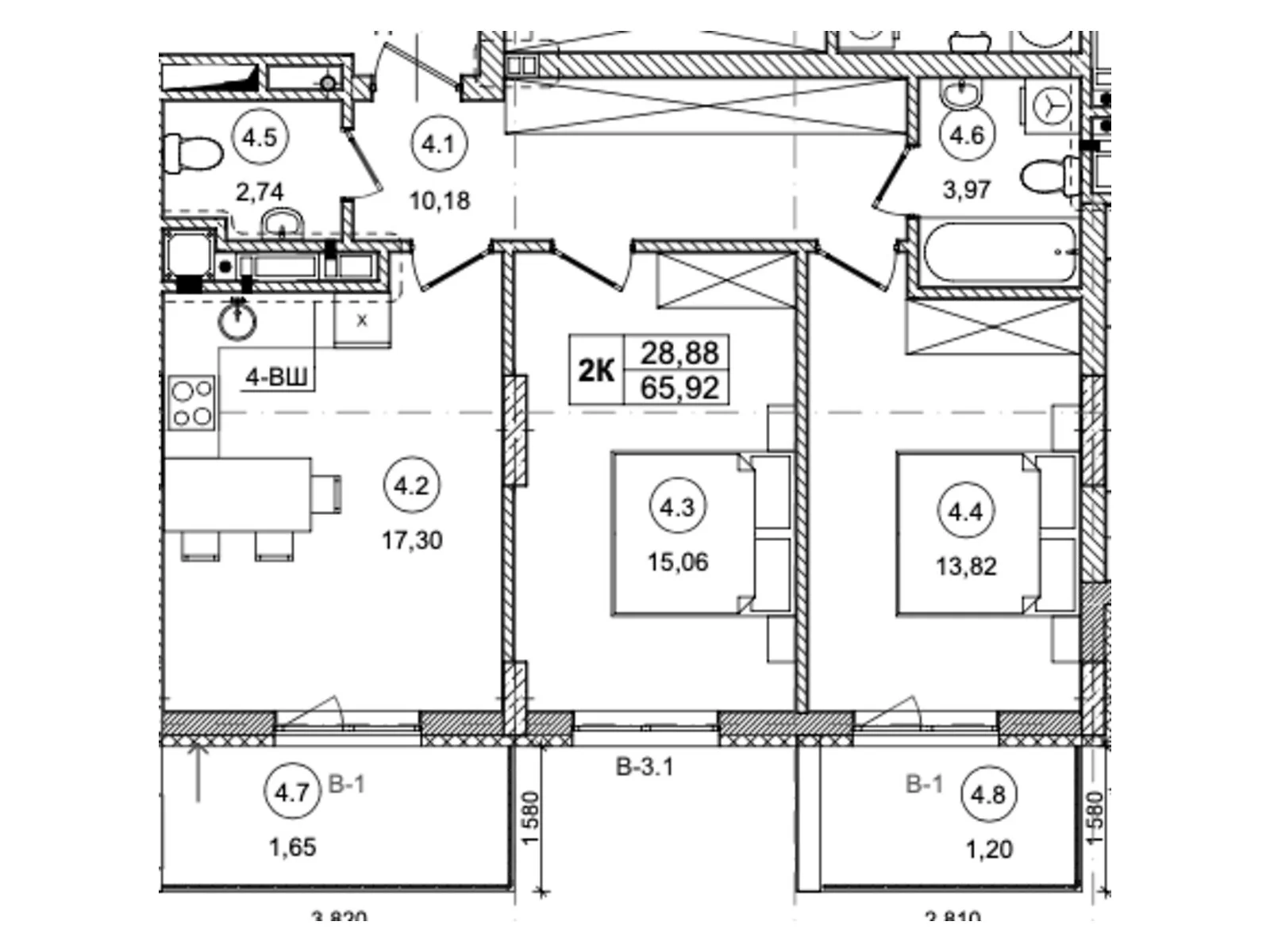 Продается 2-комнатная квартира 65.2 кв. м в Львове, ул. Зеленая, 115 - фото 1
