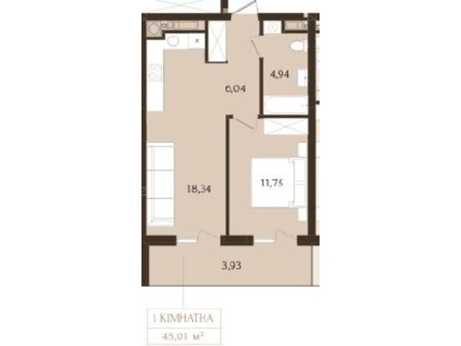 Продається 1-кімнатна квартира 45.01 кв. м у Львові, цена: 87319 $ - фото 1