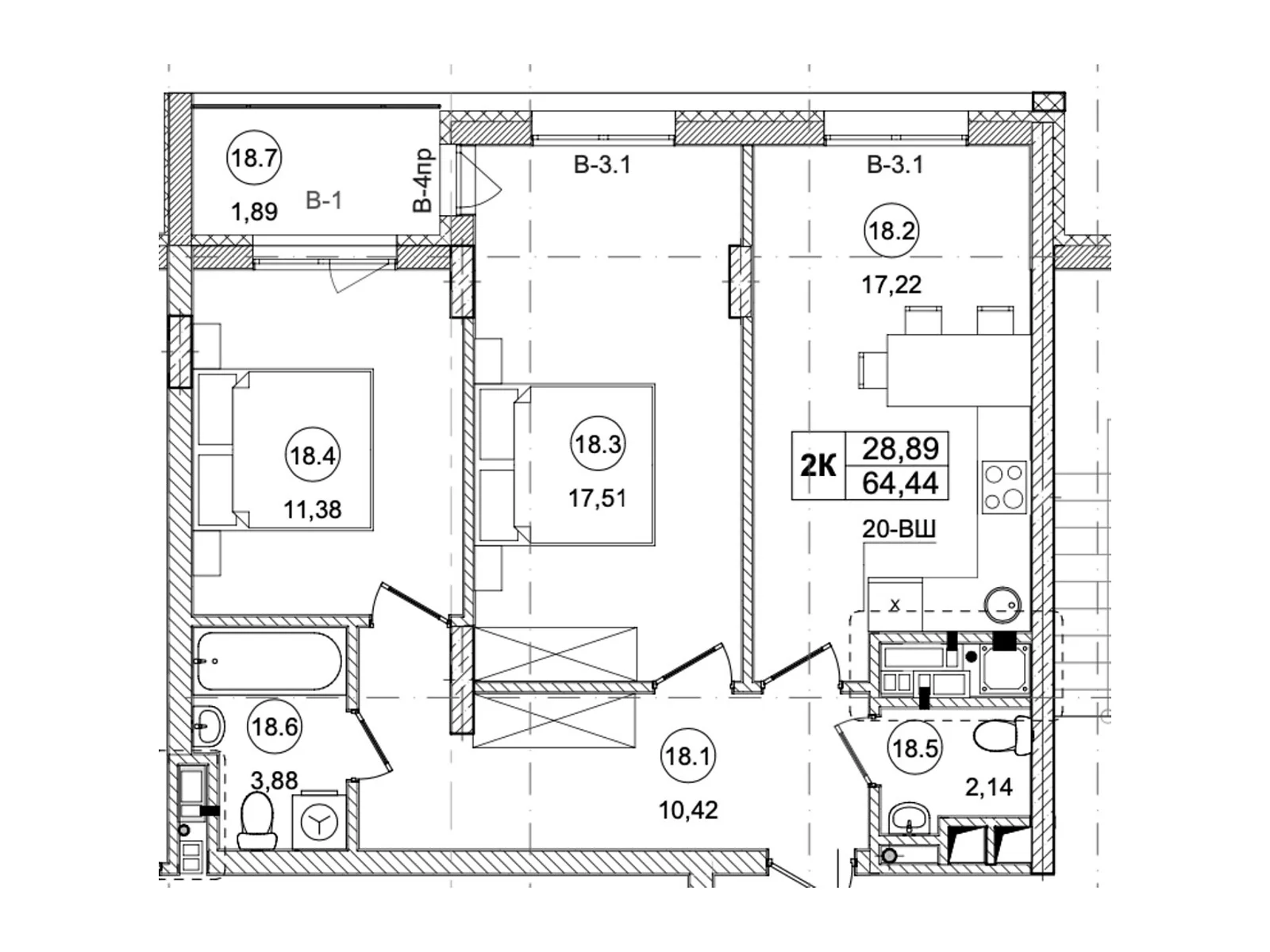 Продается 2-комнатная квартира 64.4 кв. м в Львове, ул. Зеленая, 115 - фото 1