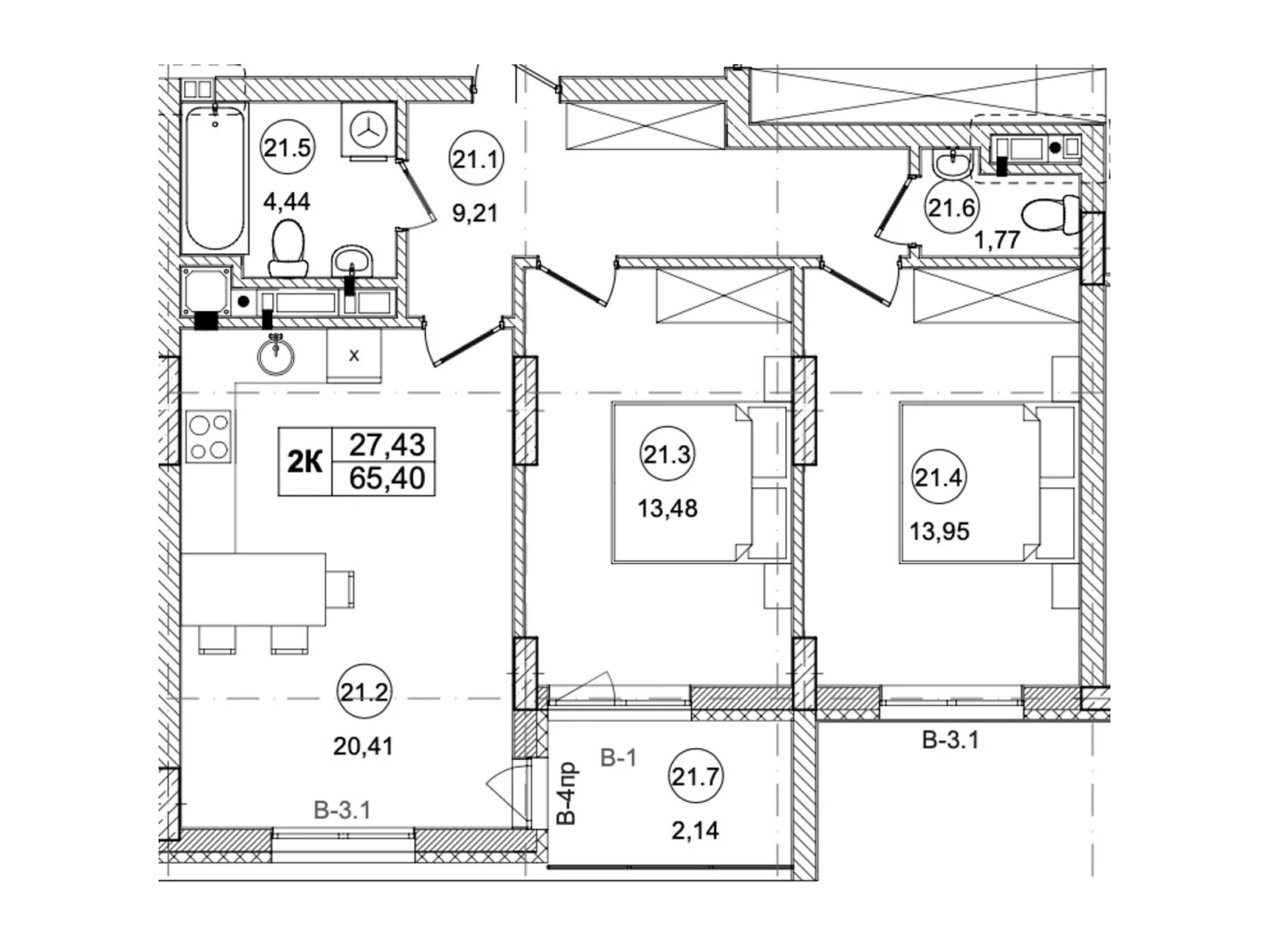 Продается 2-комнатная квартира 65.4 кв. м в Львове, ул. Зеленая, 115 - фото 1
