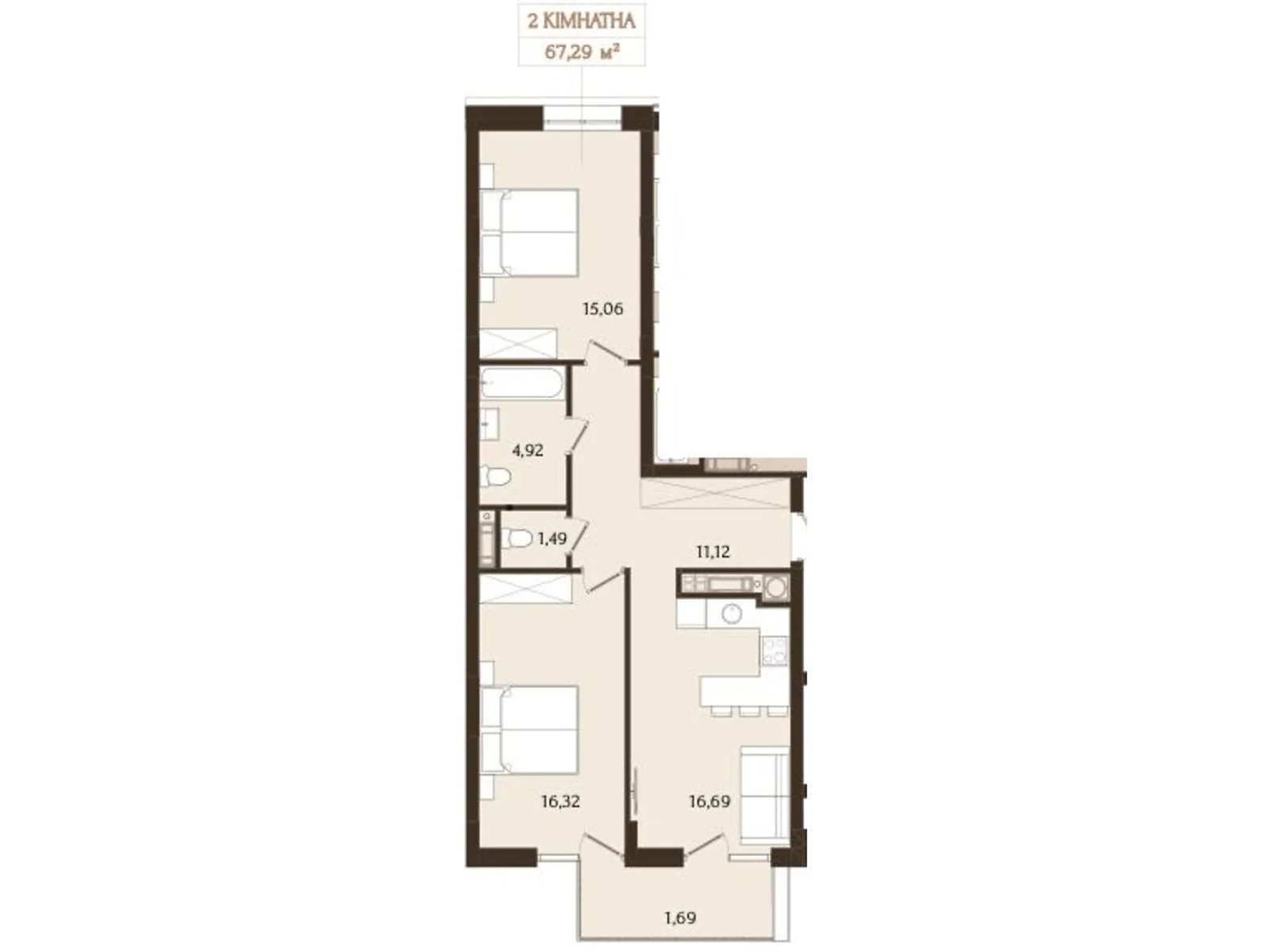 Продается 2-комнатная квартира 67.2 кв. м в Львове, цена: 127008 $ - фото 1