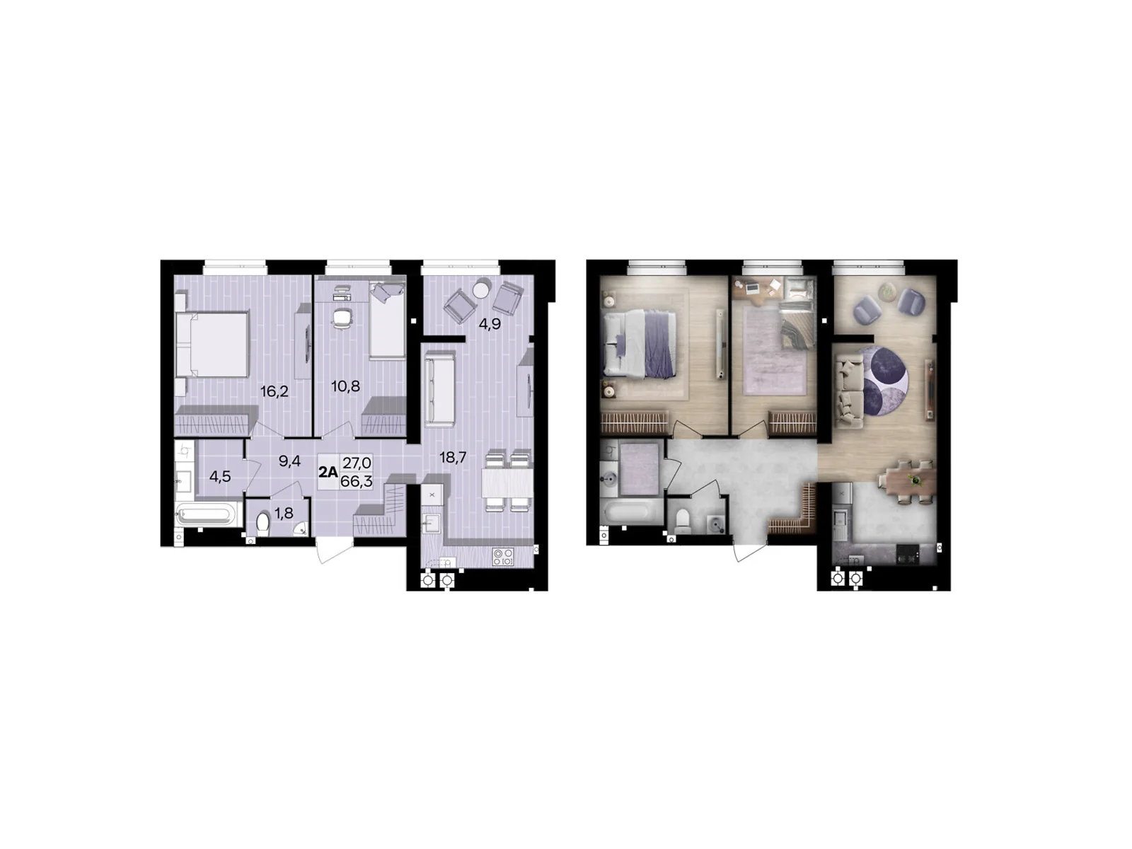 Продается 2-комнатная квартира 66.3 кв. м в Виннице, ул. Левка Лукьяненко(Ватутина), 16Б - фото 1