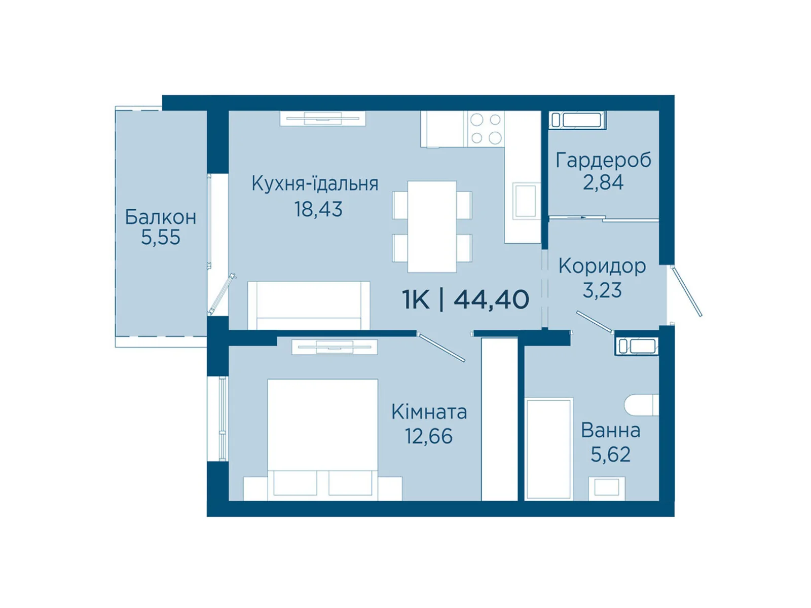 Продается 1-комнатная квартира 44.4 кв. м в Криховцах, ул. Физкультурная, 27 - фото 1