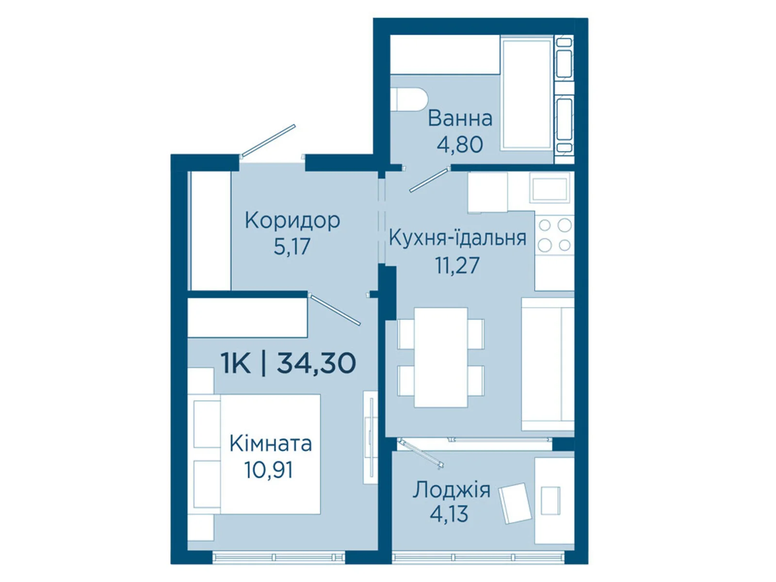 Продается 1-комнатная квартира 34.3 кв. м в Криховцах, ул. Физкультурная, 27 - фото 1