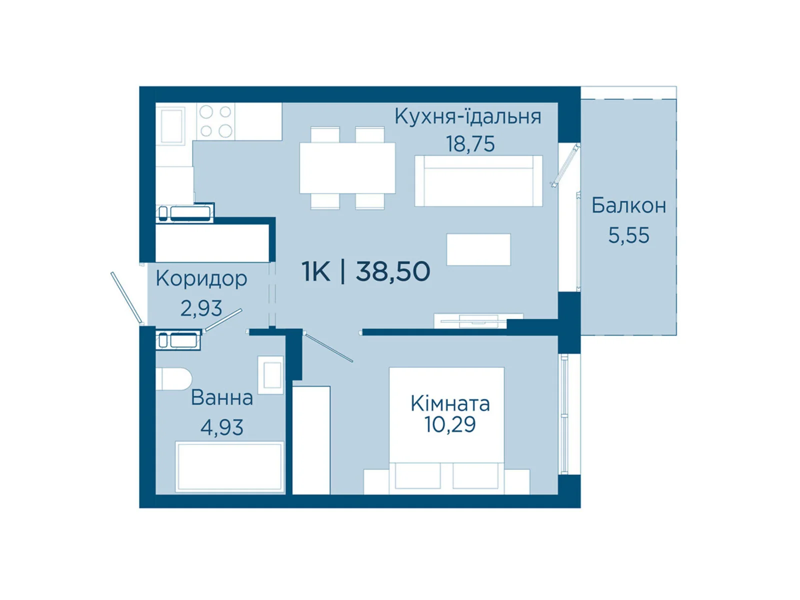 Продается 1-комнатная квартира 38.5 кв. м в Криховцах, ул. Физкультурная, 27 - фото 1
