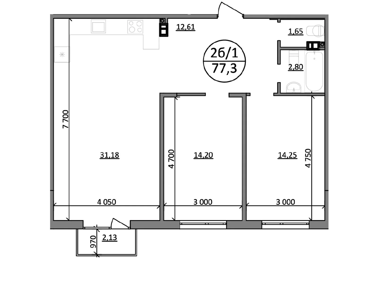 Продається 2-кімнатна квартира 77.3 кв. м у, цена: 65705 $ - фото 1