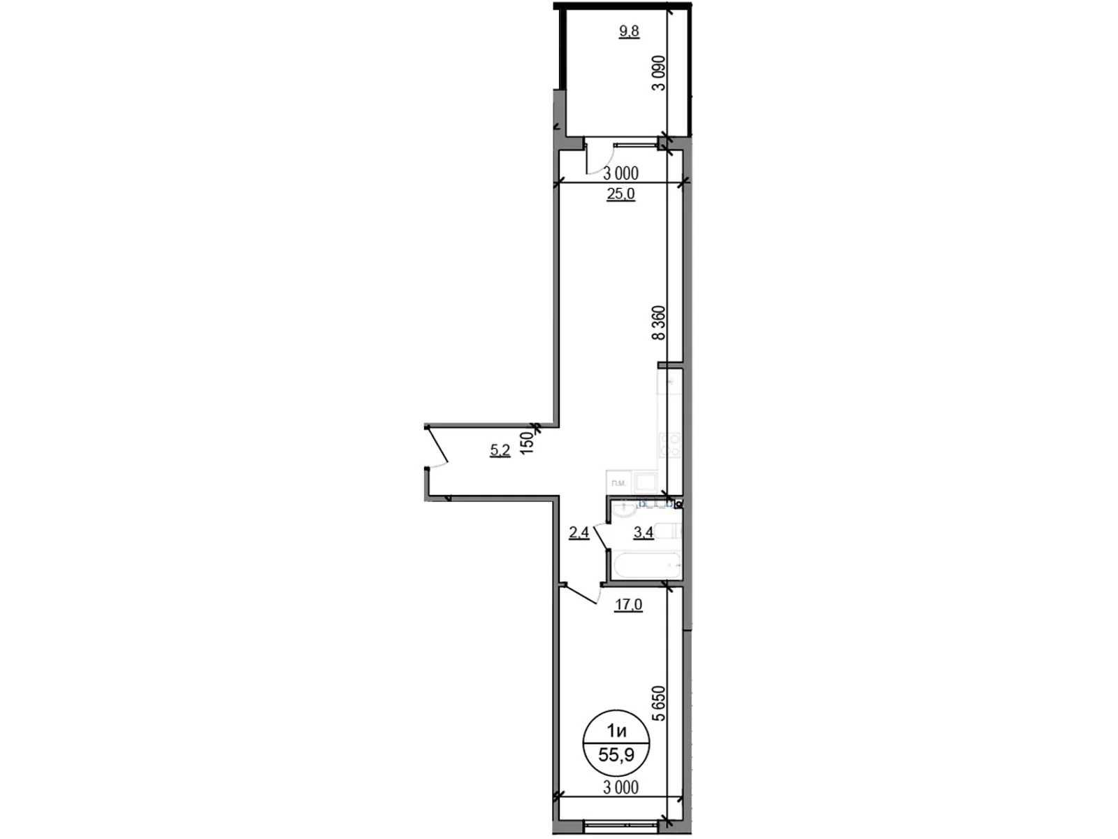 Продается 1-комнатная квартира 55.9 кв. м в, цена: 47515 $ - фото 1