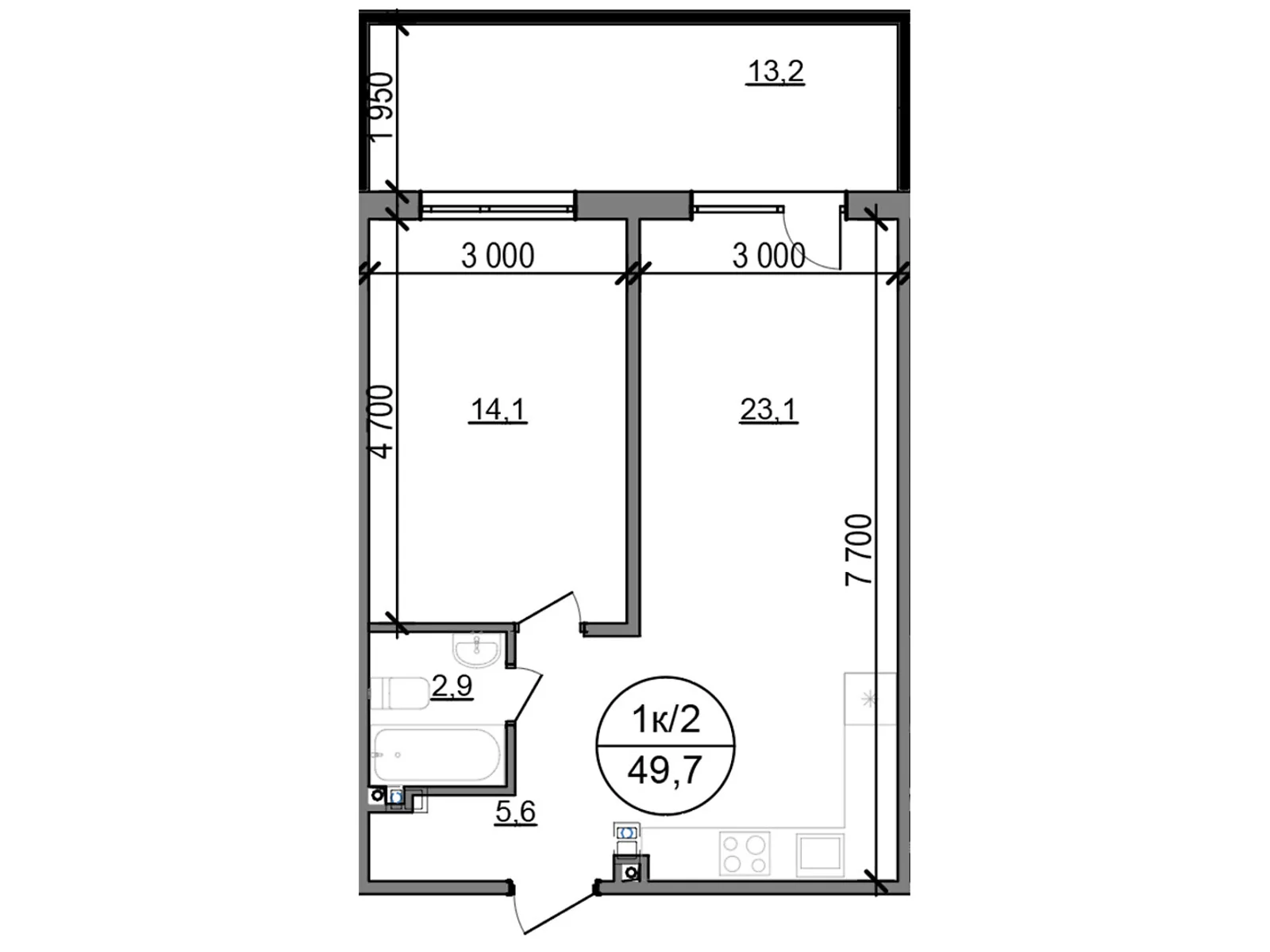 Продається 1-кімнатна квартира 49.7 кв. м у Басівці, цена: 48458 $ - фото 1