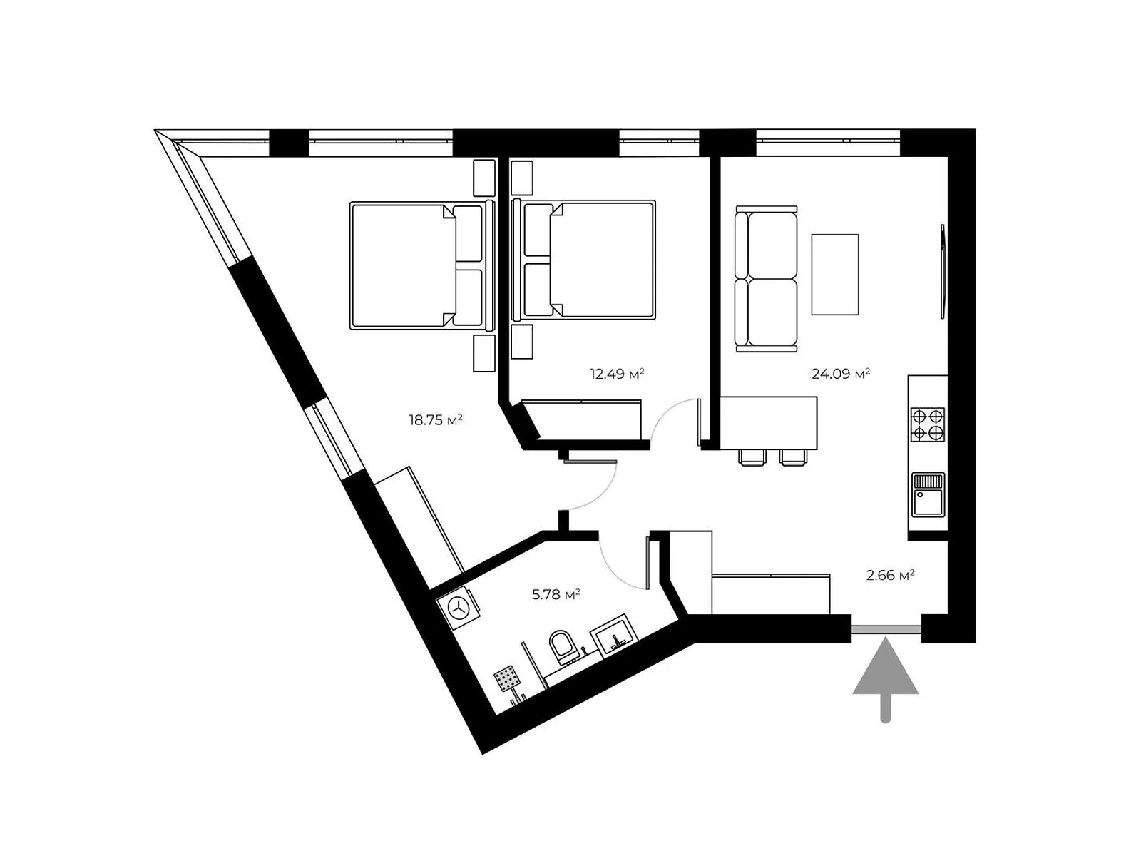 Продается 2-комнатная квартира 63.8 кв. м в Ужгороде, ул. Живописная, 8 - фото 1