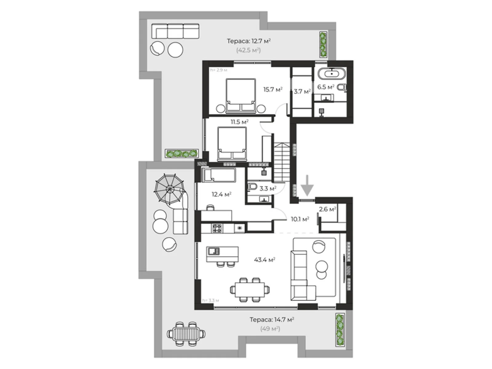 Продається 3-кімнатна квартира 136.6 кв. м у Ужгороді, вул. Запорізька, 1 - фото 1