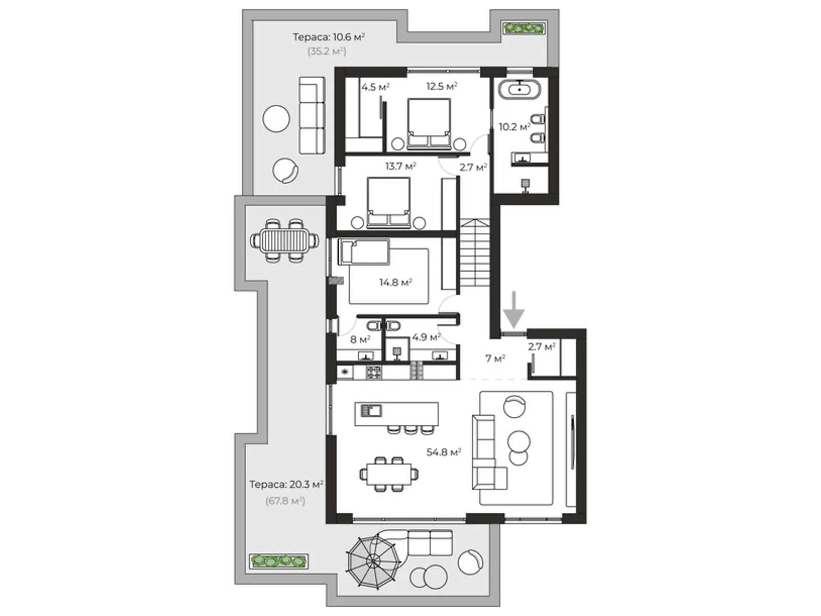 Продається 3-кімнатна квартира 163.9 кв. м у Ужгороді, вул. Запорізька, 1 - фото 1