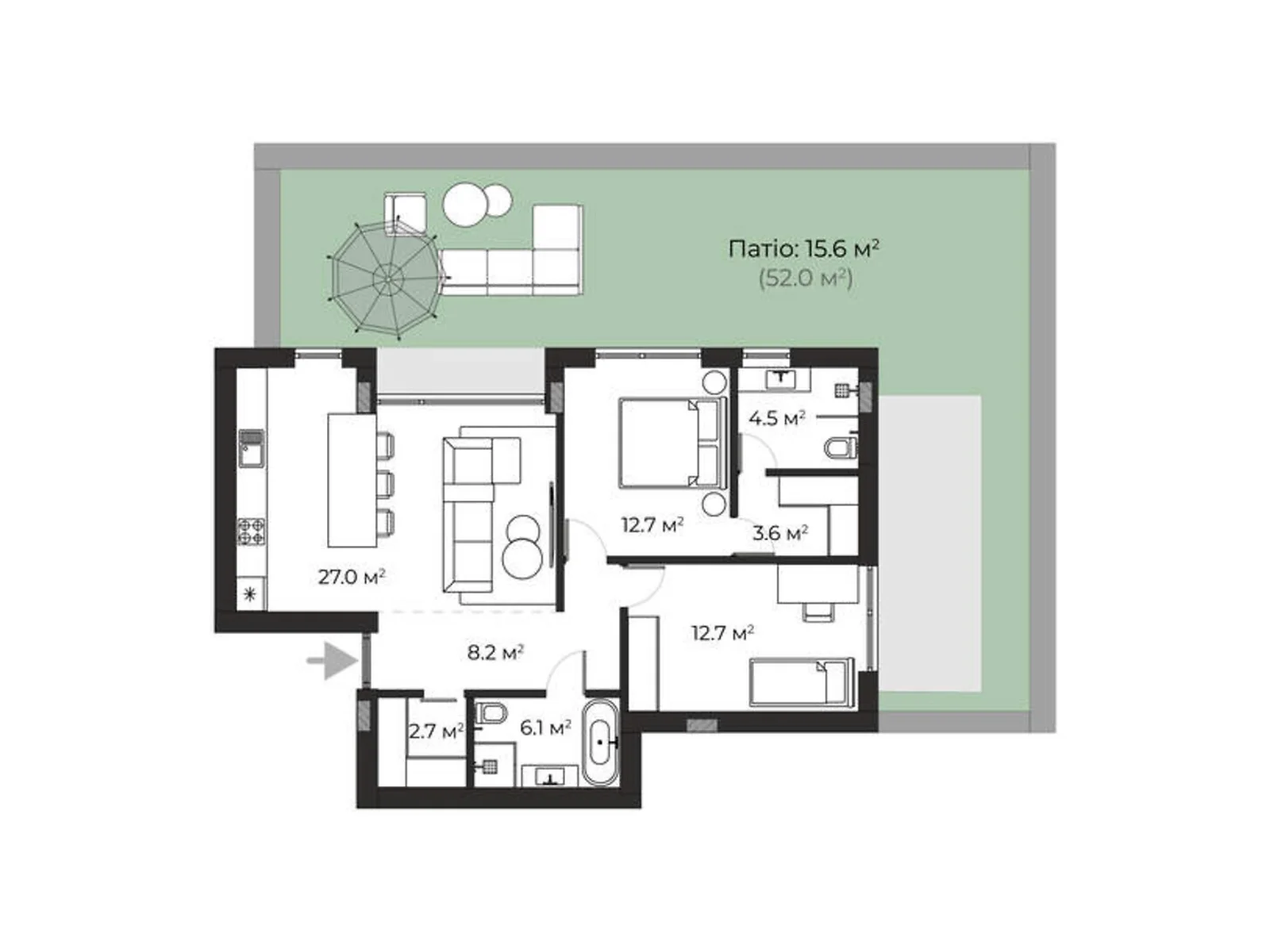Продається 2-кімнатна квартира 93.1 кв. м у Ужгороді, вул. Запорізька, 1 - фото 1