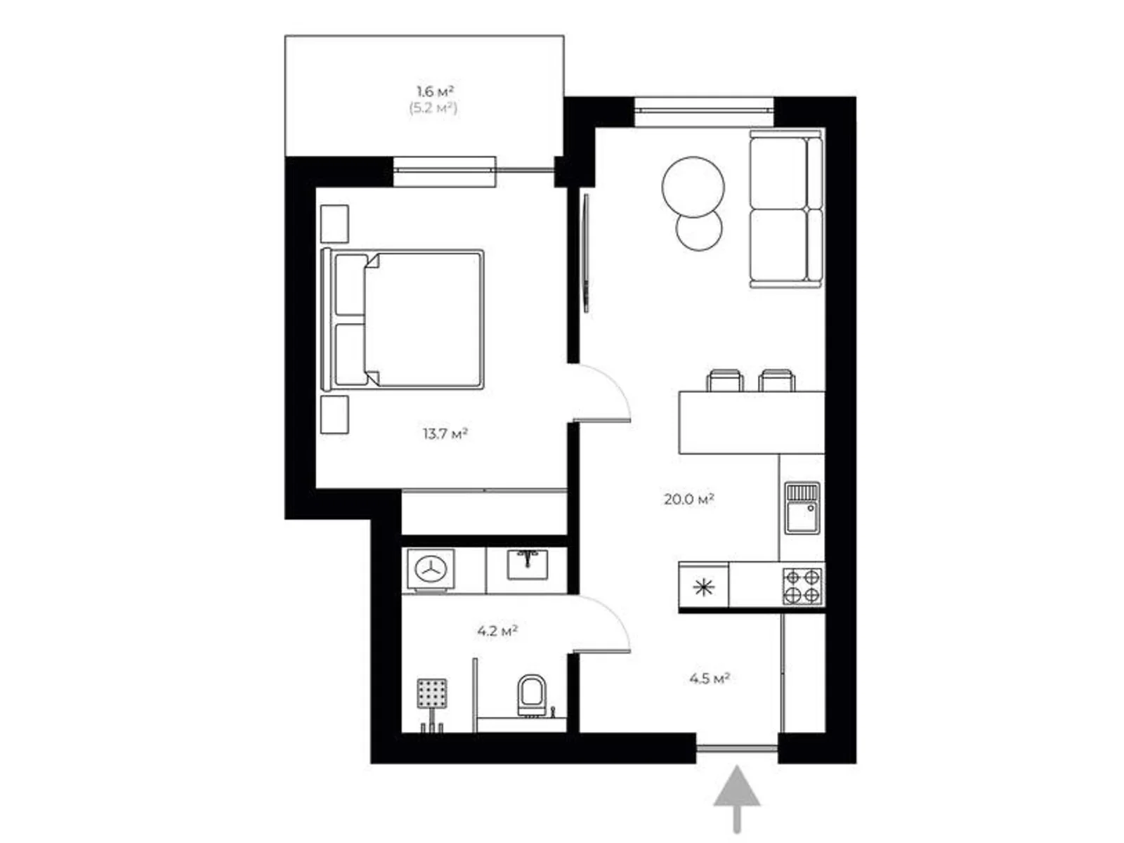 Продається 1-кімнатна квартира 44 кв. м у Ужгороді, вул. Мальовнича, 8 - фото 1