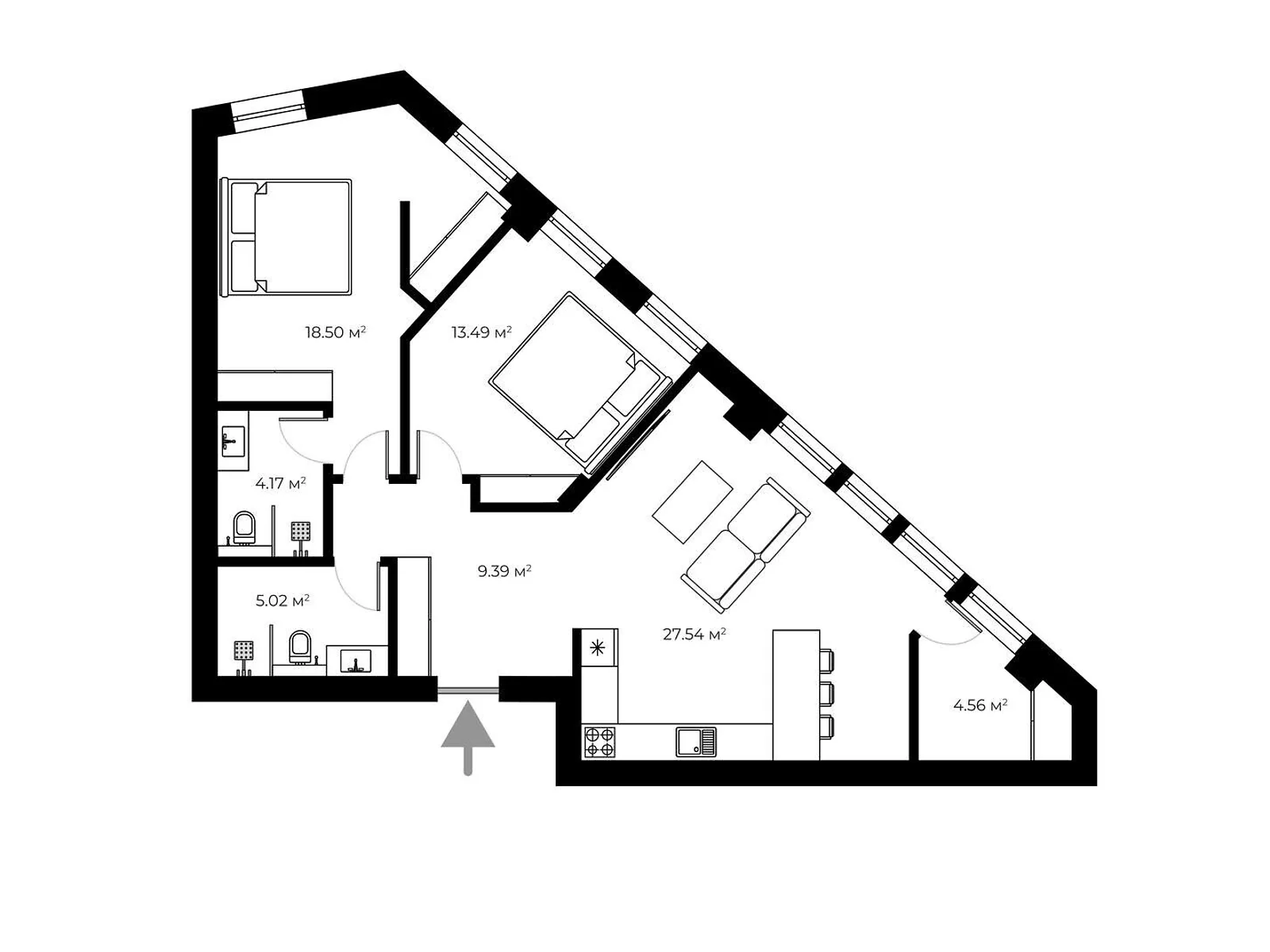Продается 2-комнатная квартира 82.7 кв. м в Ужгороде, цена: 111645 $ - фото 1