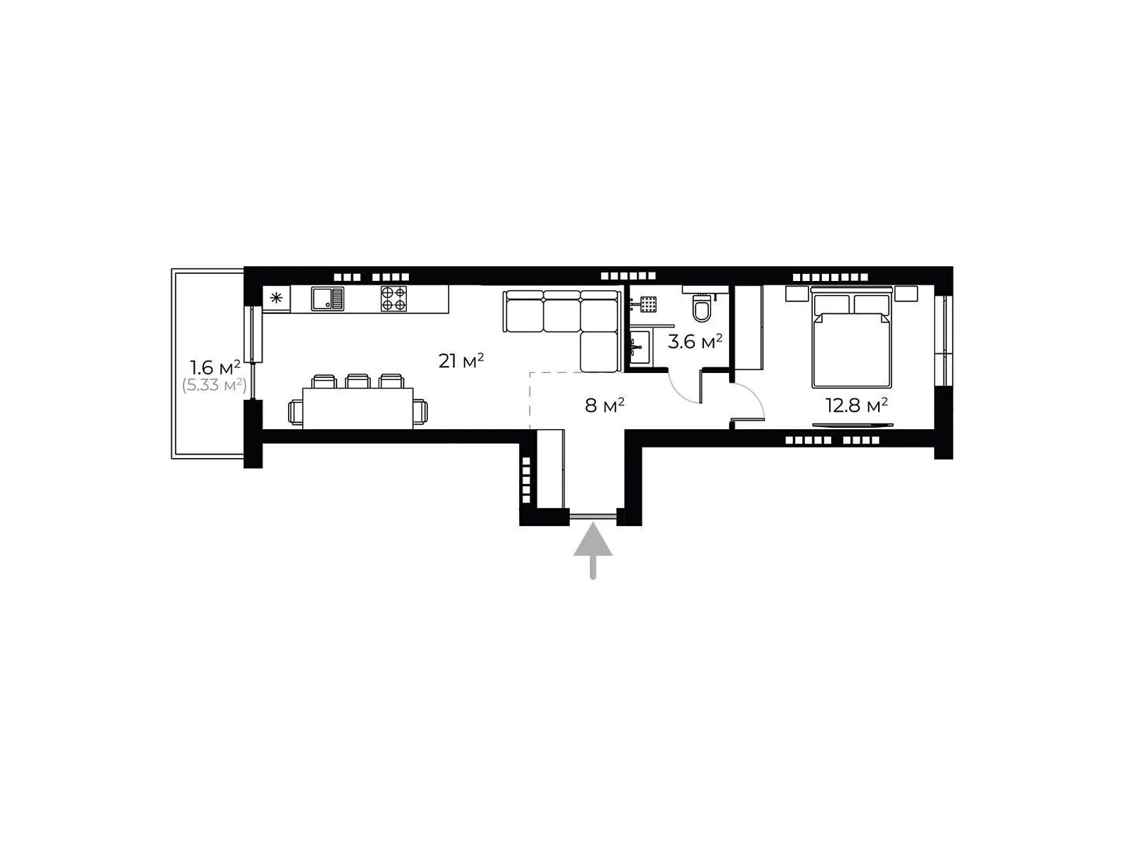 Продается 1-комнатная квартира 47.1 кв. м в Ужгороде, ул. Легоцкого, 80 - фото 1