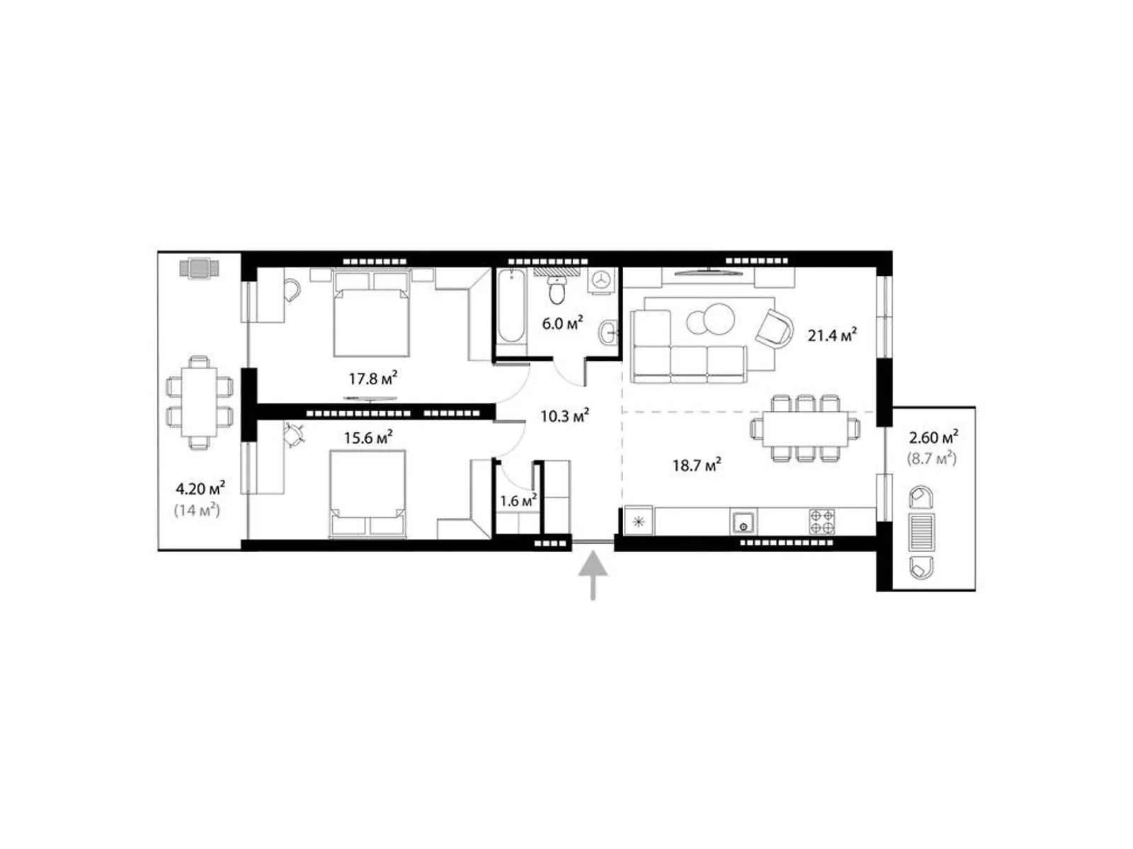 Продается 2-комнатная квартира 98.2 кв. м в Ужгороде, ул. Легоцкого, 80 - фото 1