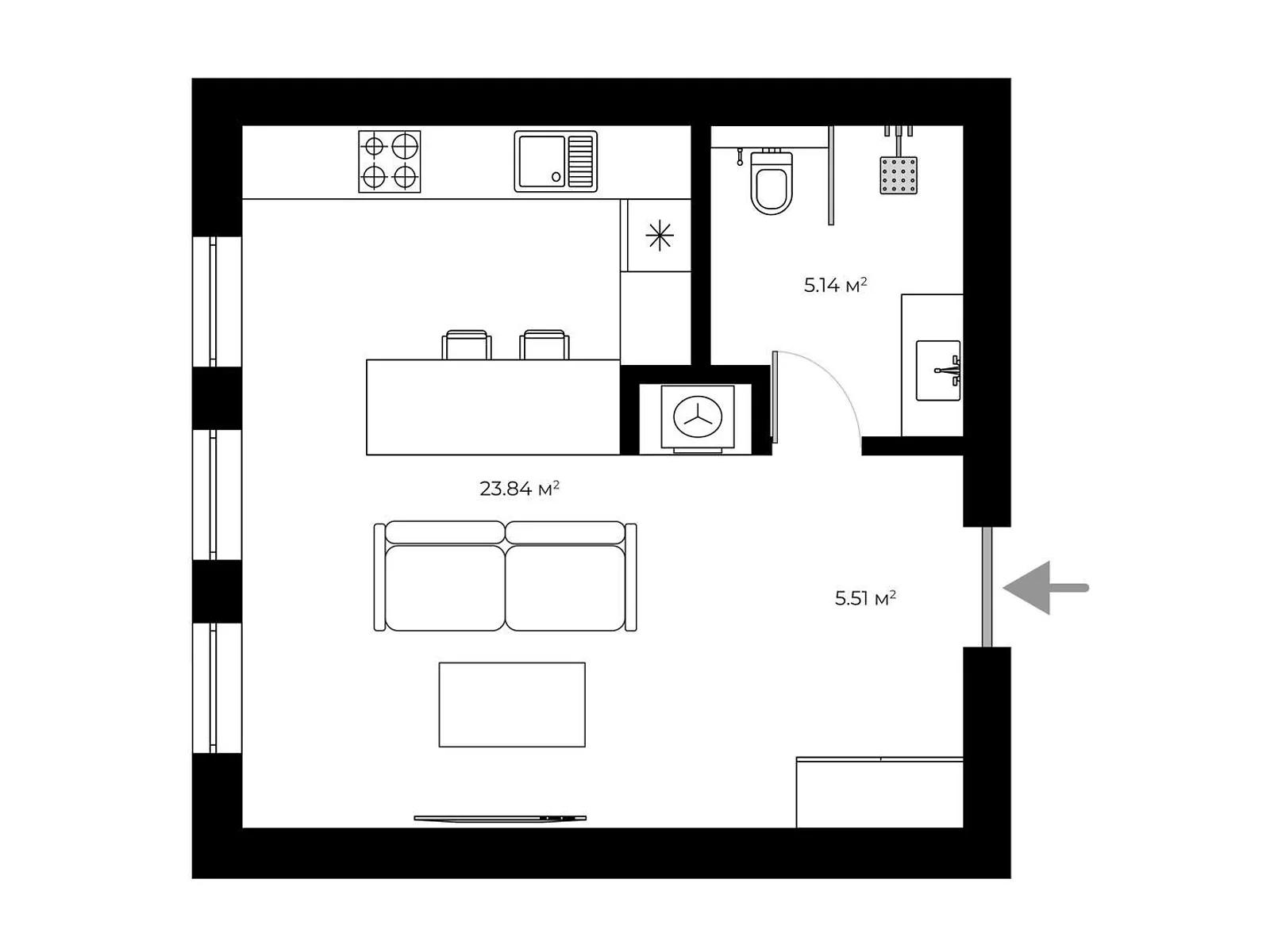 Продається 1-кімнатна квартира 34.5 кв. м у Ужгороді, вул. Мальовнича, 8 - фото 1