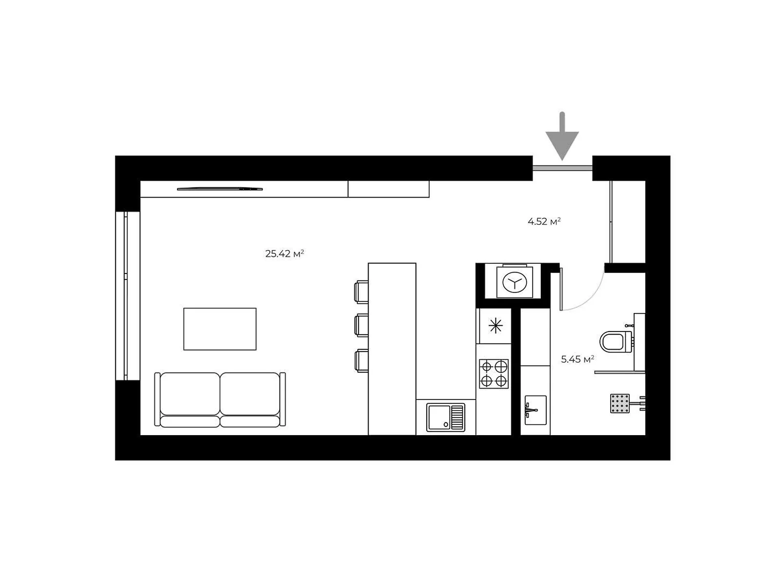 Продається 1-кімнатна квартира 35.4 кв. м у Ужгороді, вул. Мальовнича, 8 - фото 1