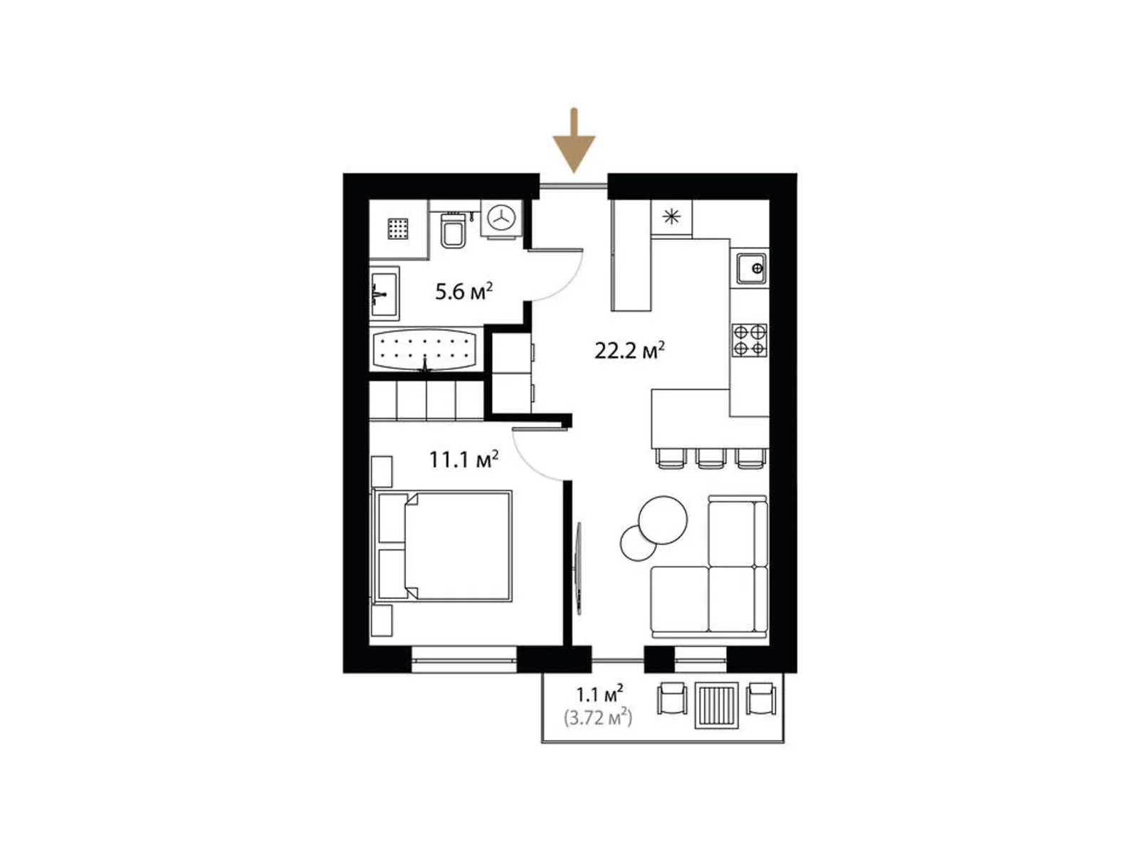 Продается 1-комнатная квартира 40 кв. м в Ужгороде, ул. Живописная, 8 - фото 1