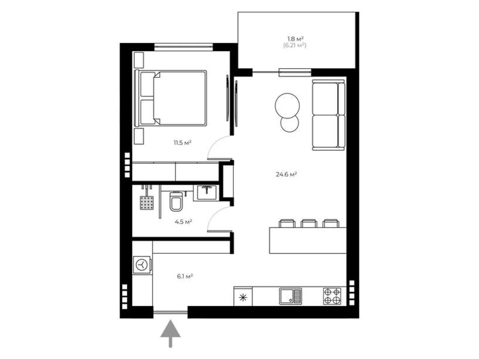 Продается 1-комнатная квартира 48.5 кв. м в Ужгороде, ул. Живописная, 8 - фото 1