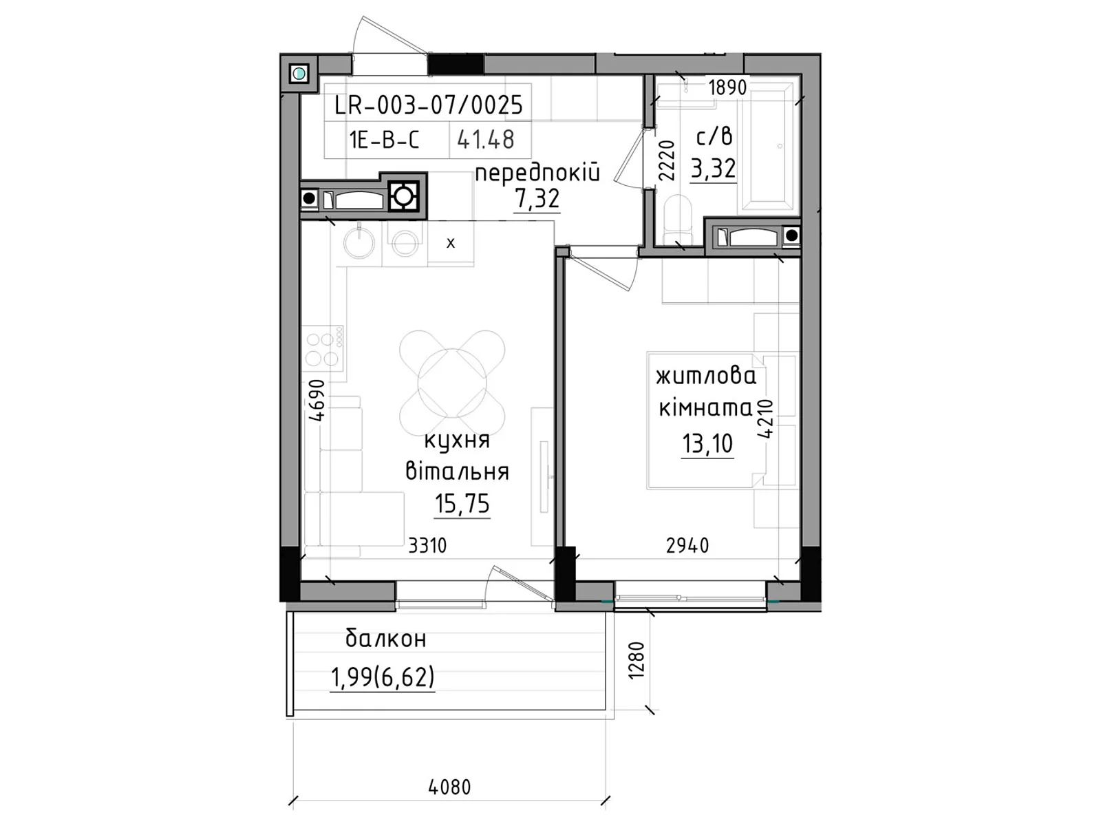Продается 3-комнатная квартира 41.48 кв. м в Ужгороде, ул. Василия Гаджеги(Радищева), 1 - фото 1