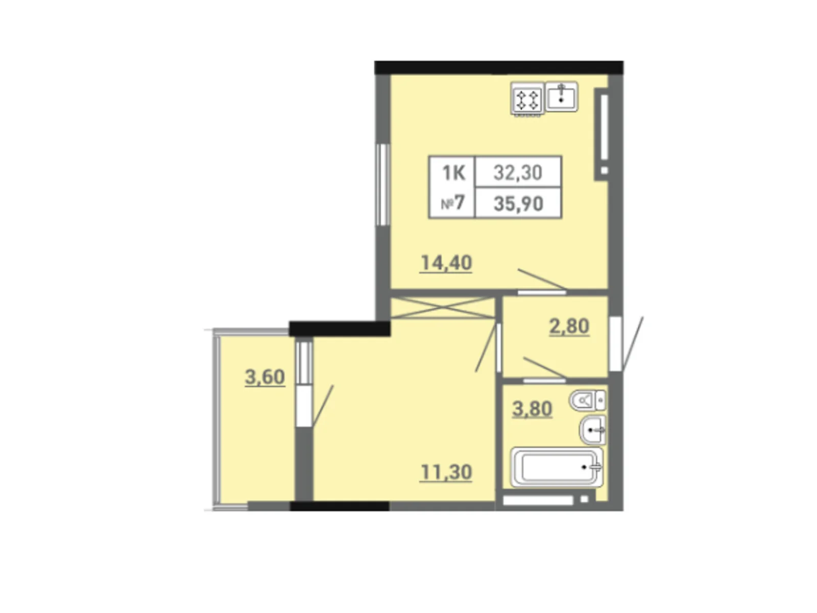 Продається 1-кімнатна квартира 35.9 кв. м у Одесі, вул. Пішонівська, 22 - фото 1